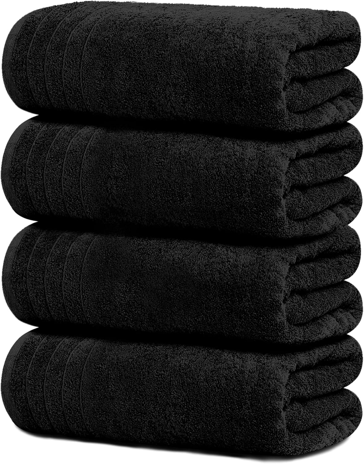 Extra Large Bath Towels - Pack of 4 | 100% Cotton, Soft & Absorbent, 30 x 60 Inches - Black