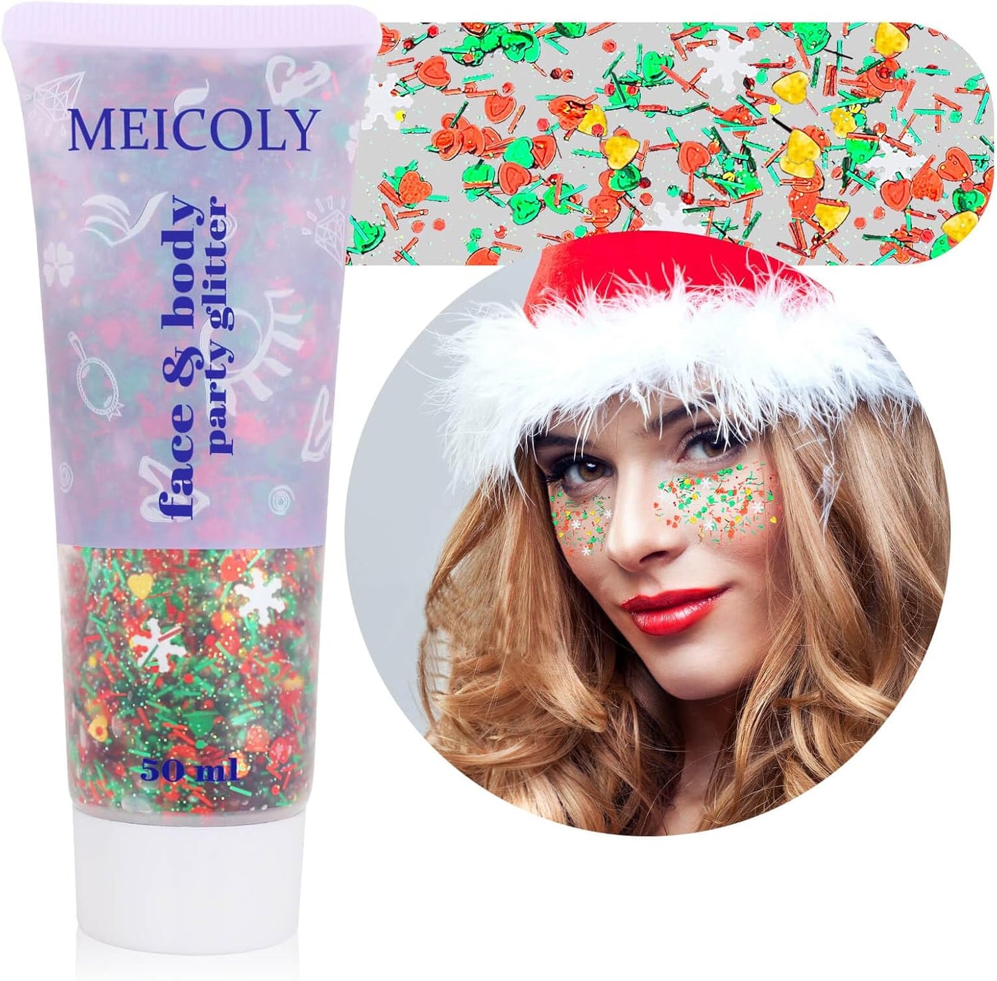 Star Shaped Red White and Blue Body Glitter Gel - 50g Patriotic Face & Hair Glitter for 4th of July Outfits