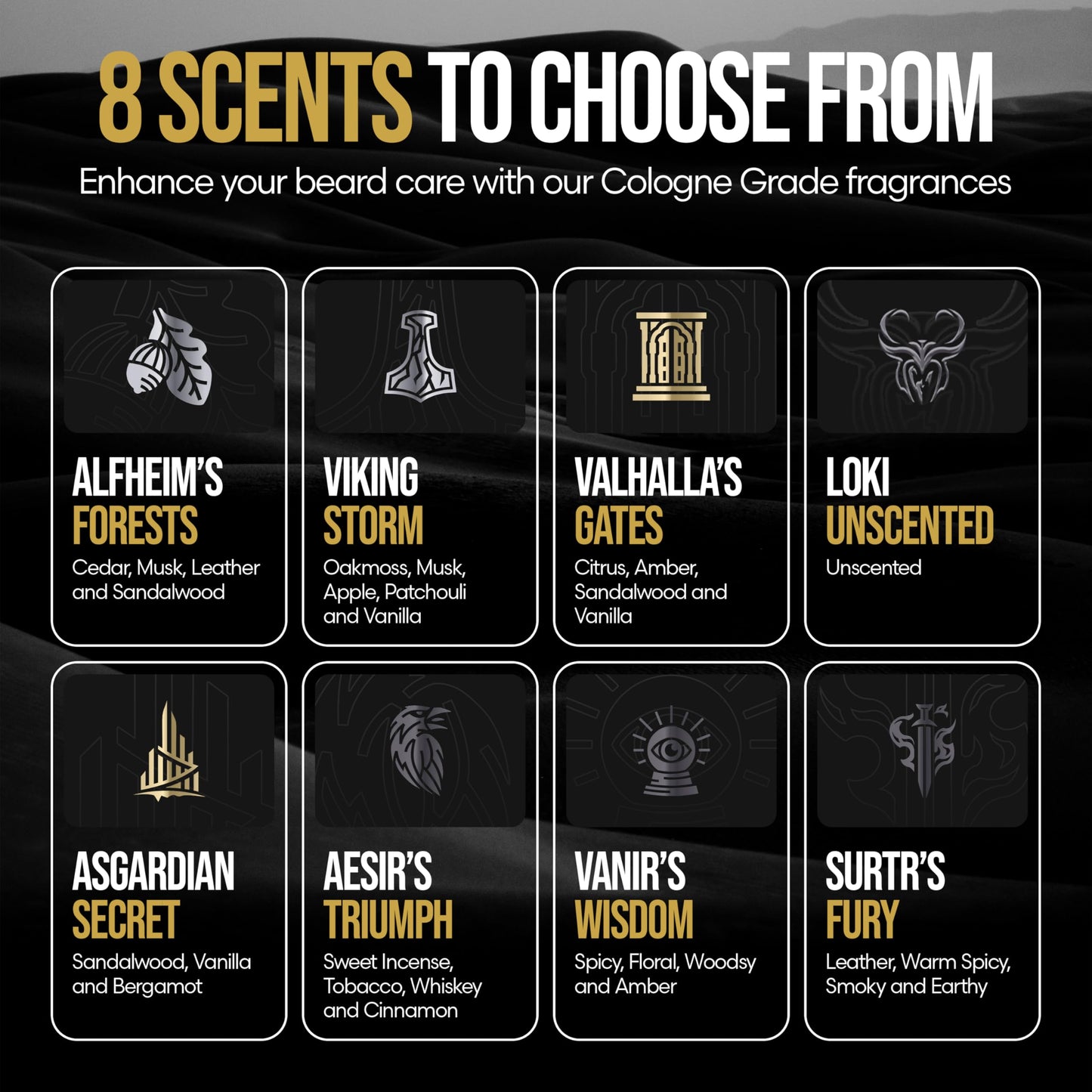 The Beard Growth Kit - Essential Grooming Set with Balm, Oil, Wash & Conditioner for Men - Surtr's Fury Platinum Collection