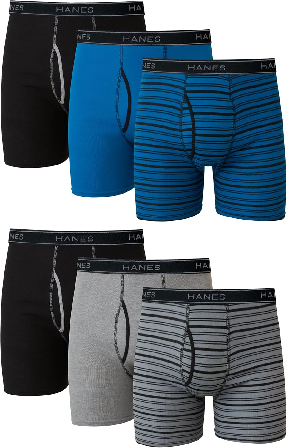 Hanes Men's Boxer Briefs - Cool & Breathable Cotton, Moisture-Wicking, No Ride-Up | 3-Pack