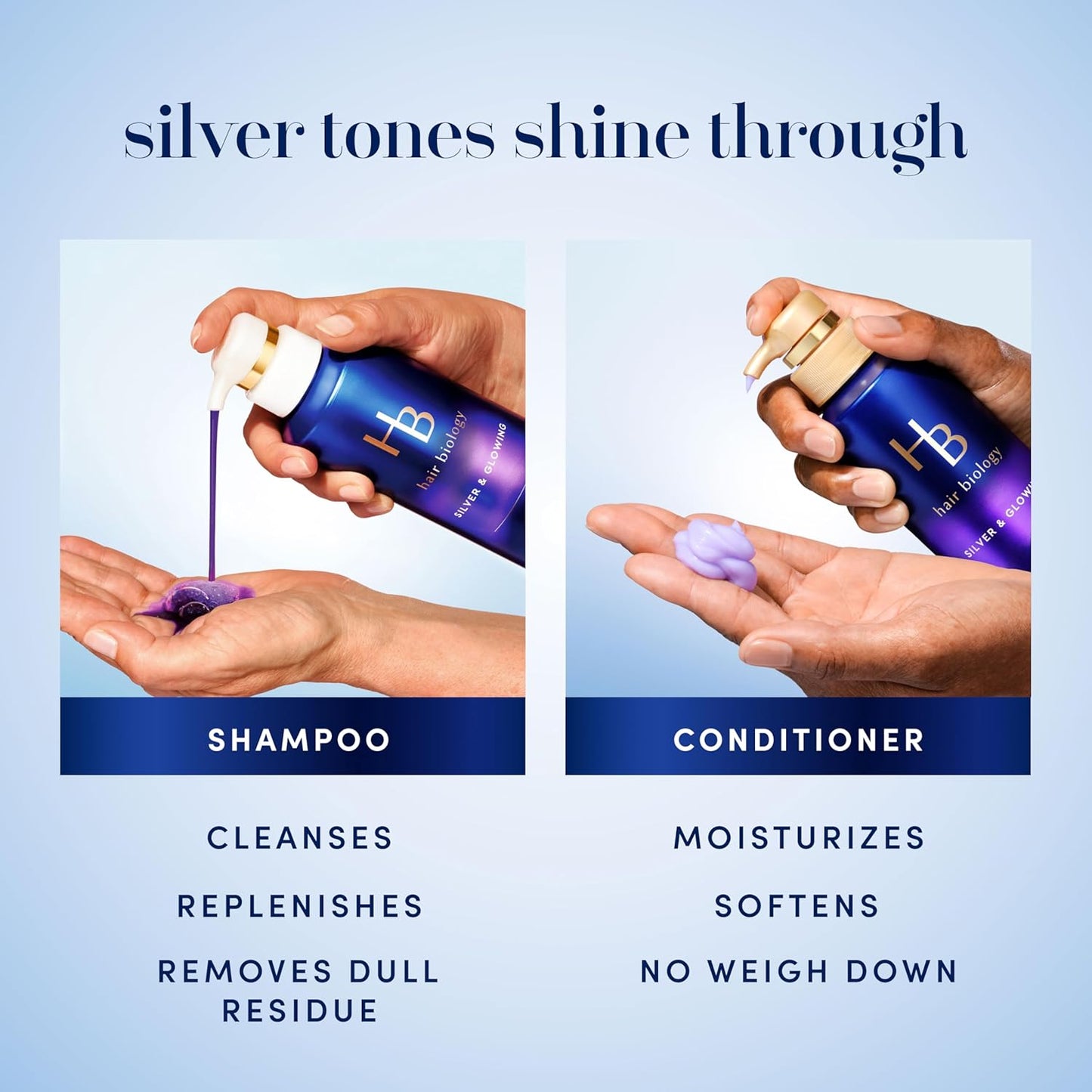 Biotin-Infused Purple Shampoo & Conditioner Set - Anti-Brassiness for Grey Hair | Moisturizing, Color-Safe, 12.8 Fl Oz Each, 2 Pack