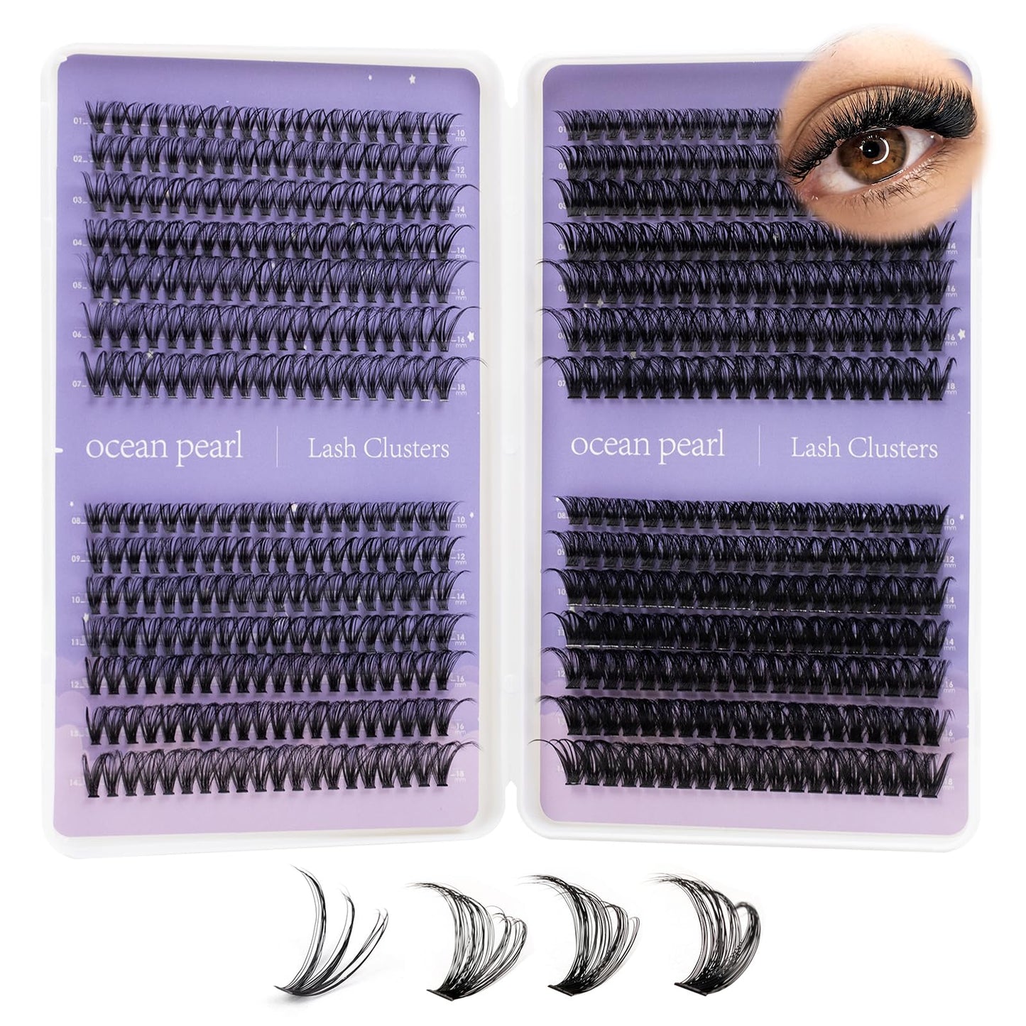 Lash Clusters 560 Pcs 30D 40D 60D 80D Eyelash Clusters 10-18mm Individual Lashes Thick Volume DIY Eyelash Extension Thin Band Eyelashes Cluster Extensions Soft False Eyelashes at Home-30+40+60+80D