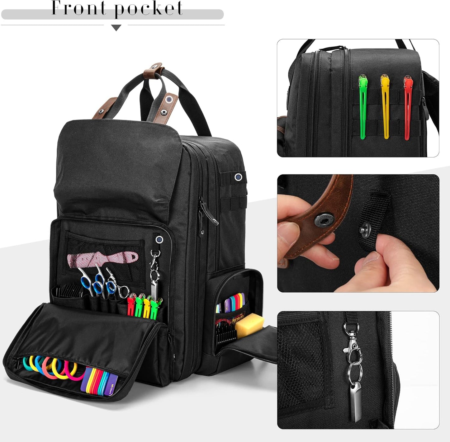 Large Capacity Barber Case - Travel Hairdresser Bag for Hair Cutting Tools | Black