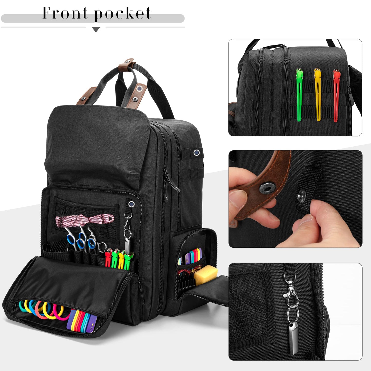 BAFASO Large Capacity Barber Case, Travel Hairdresser Bag Holds Various Hair Cutting Tools, Black