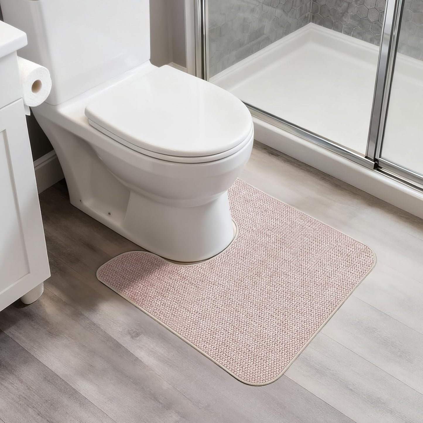 Ultra Thin Bath Mat - Non-Slip Rubber Bathroom Rug, Quick Dry & Absorbent | Grey, 1'5"x2'3" (17x27 Inch)