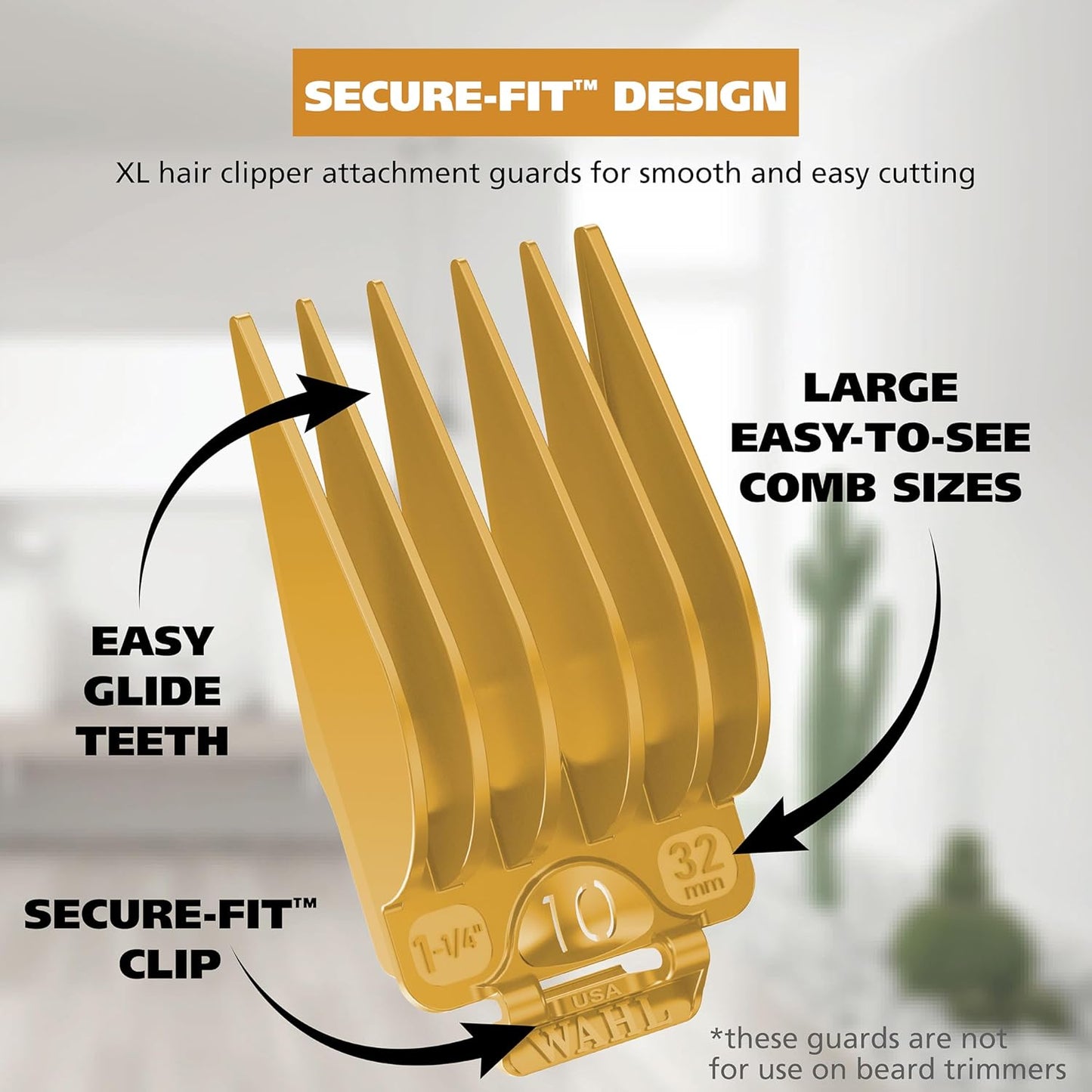 Wahl Hair Clipper Attachment Guard Set - 2 Full Size Combs for Long Hair Styles & Fades | Model 3025025