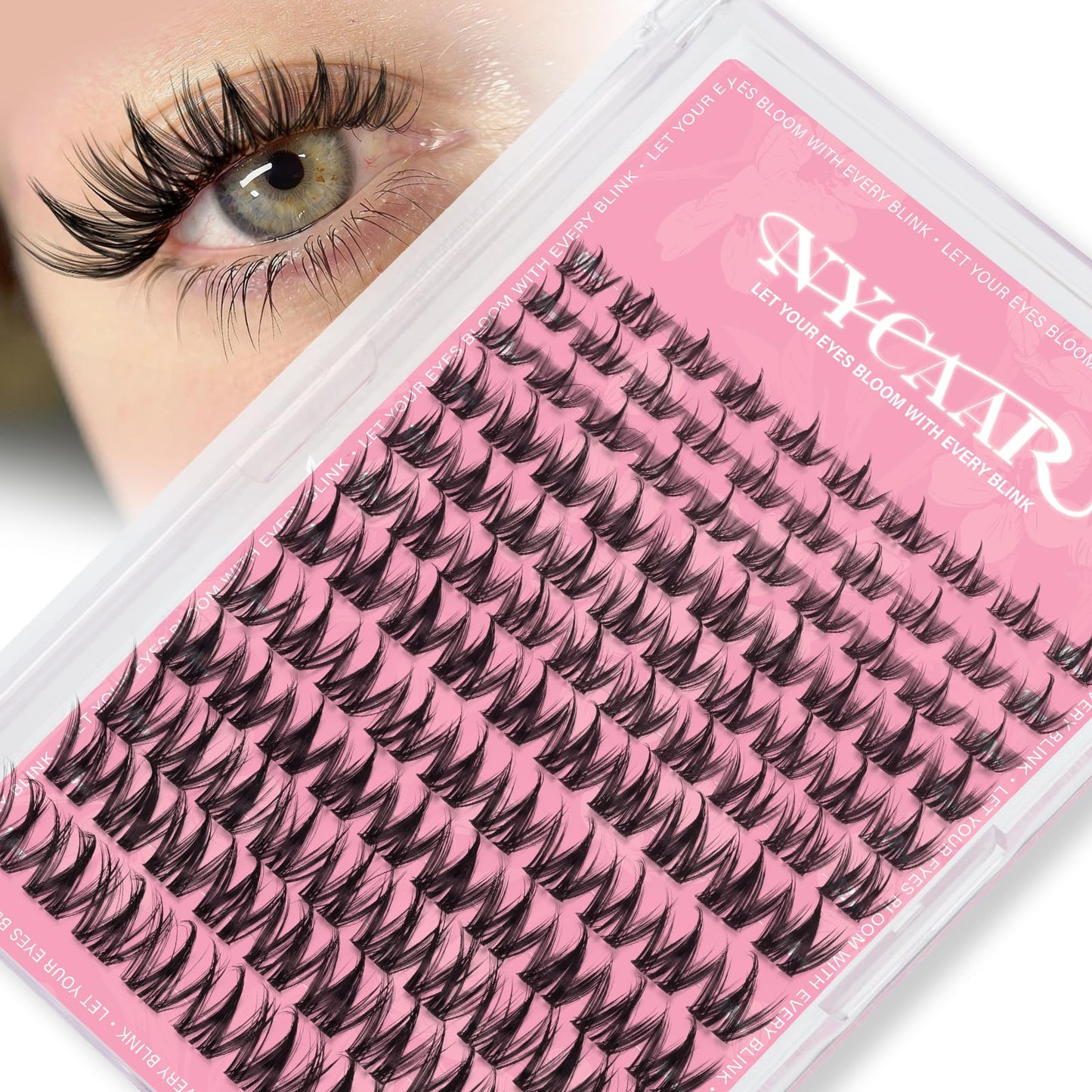 NYCAAR Lash Clusters Natural Look Manga Eyelash Clusters Anime 144pcs D Curl 8-18MIX Spiky Wispy Individual Lashes with Soft Thin Band Lash Extension(NY06,8-18MIX)
