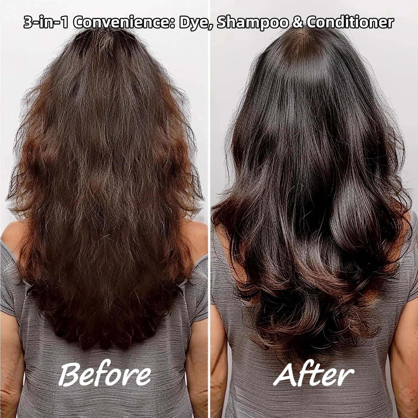 HAARAZ Instant Hair Dye Shampoo Ampoule, Permanent Hair Color Dye - Paraben-Free, 5-Minute Easy and Fast Coloring, Keratin & Collagen, Made in Korea (Dark Brown)