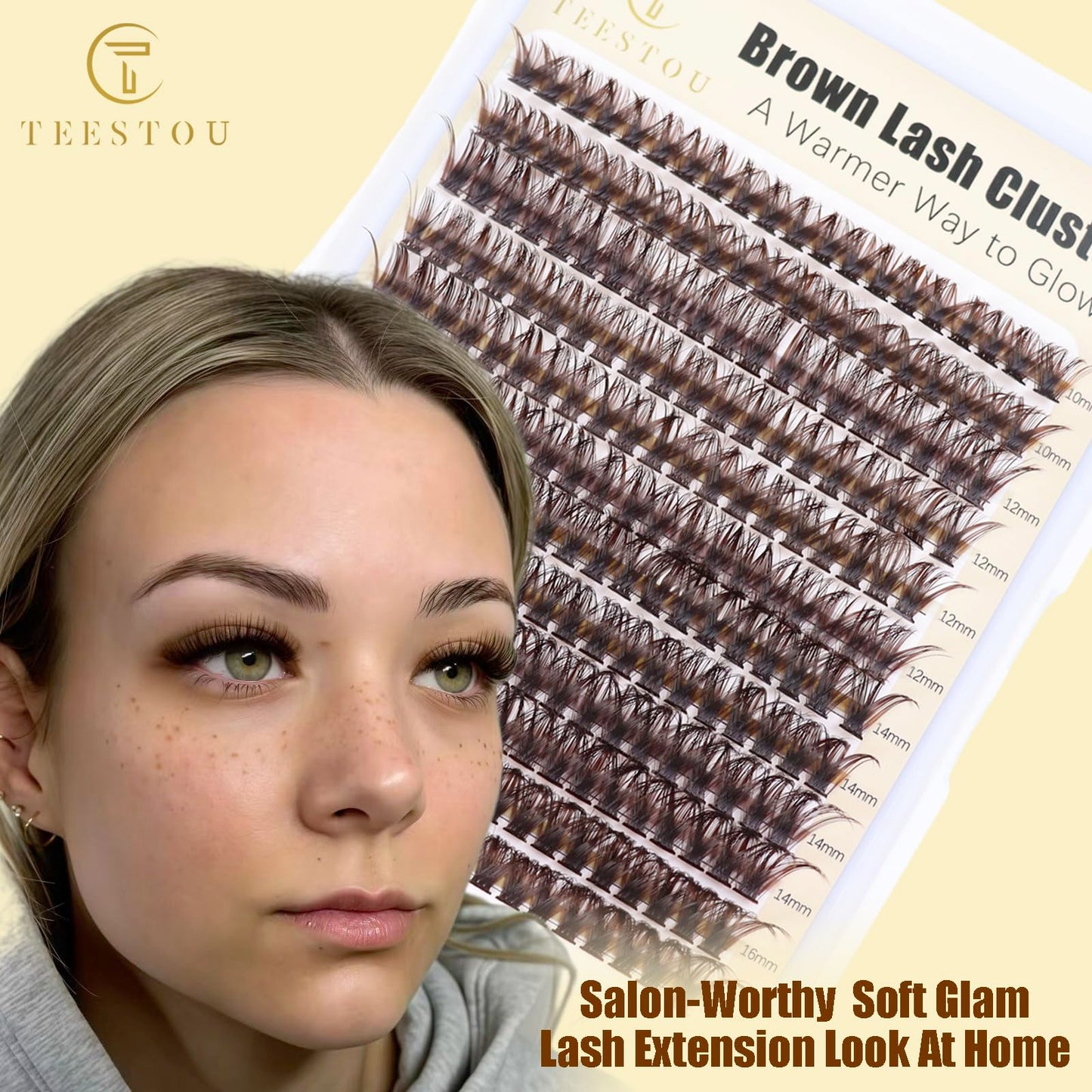 TEESTOU Dark Brown Lash Clusters 60D Medium Volume Brown Eyelash Clusters 10-16mm Wispy DIY Individual Lash Extensions D Curl for Everyday Wear 240pcs