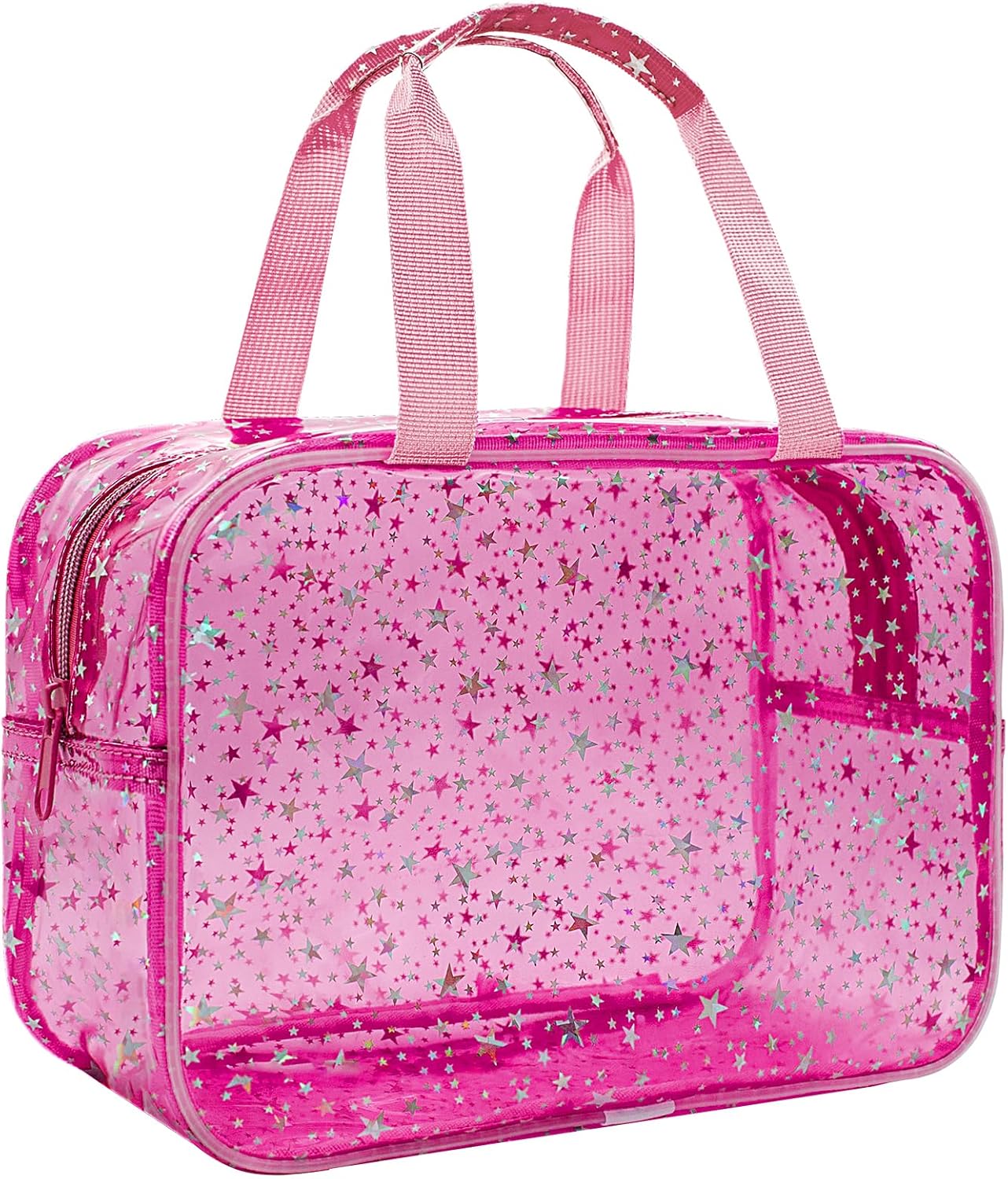 Personalized Pink Clear Makeup Bag - Large Cosmetic Organizer for Travel | Ideal Gift for Women & Girls