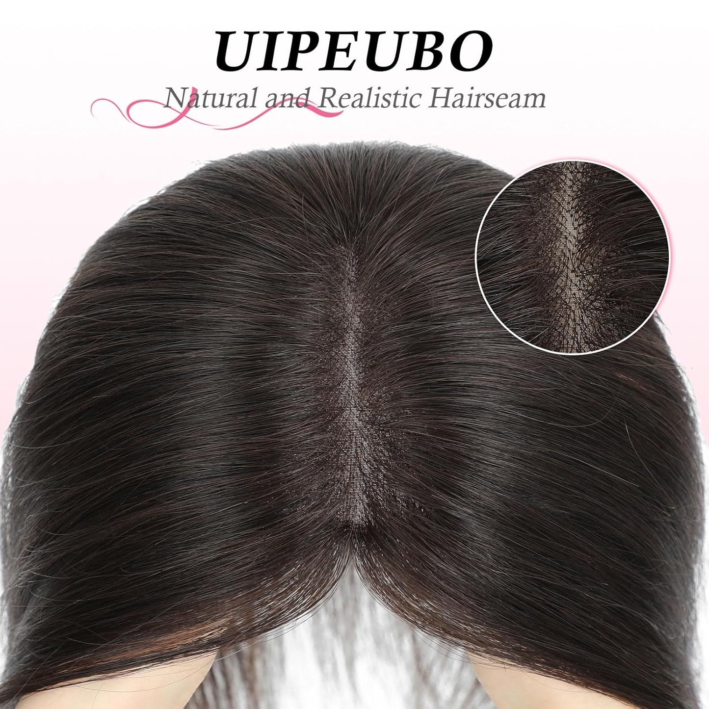 Real Human Hair Toppers for Women - 12 Inch Thinning Hairpieces | Dark Brown Color