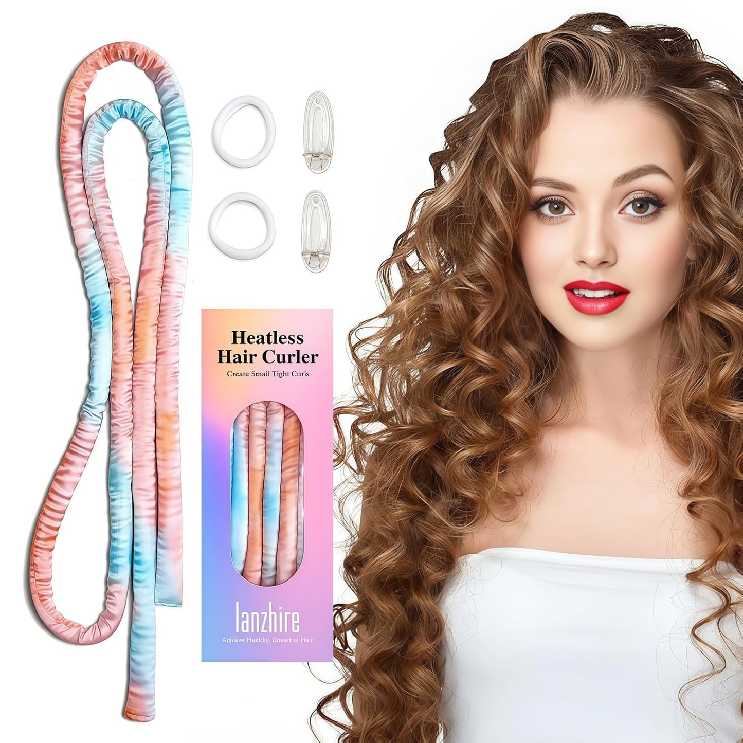 No Heat Overnight Curling Headband - Heatless Curlers for Long & Short Hair | Black