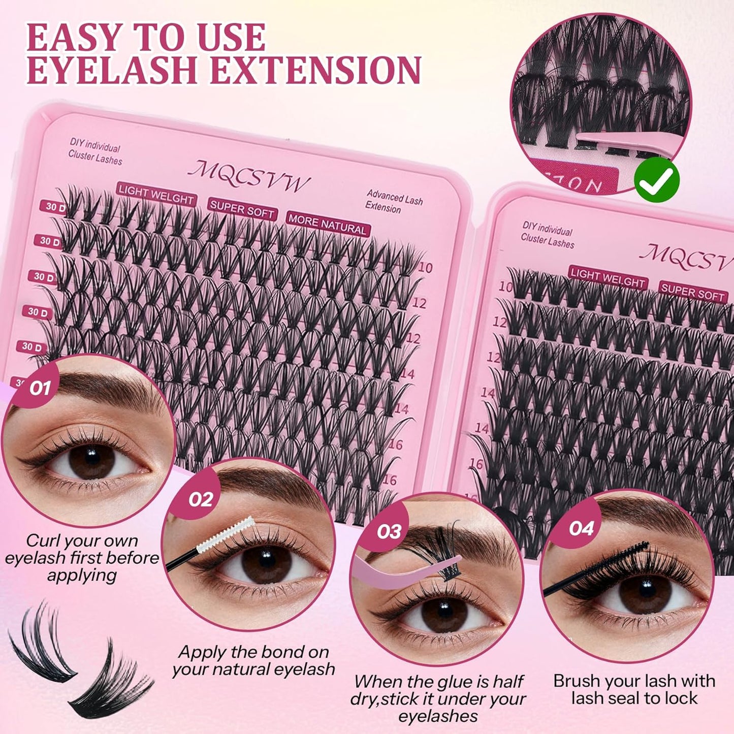 Lash Clusters - 80D & 100D Long 10-21mm Eyelash Extensions Kit | Wispy Thick Volume 300pcs Individual Lashes