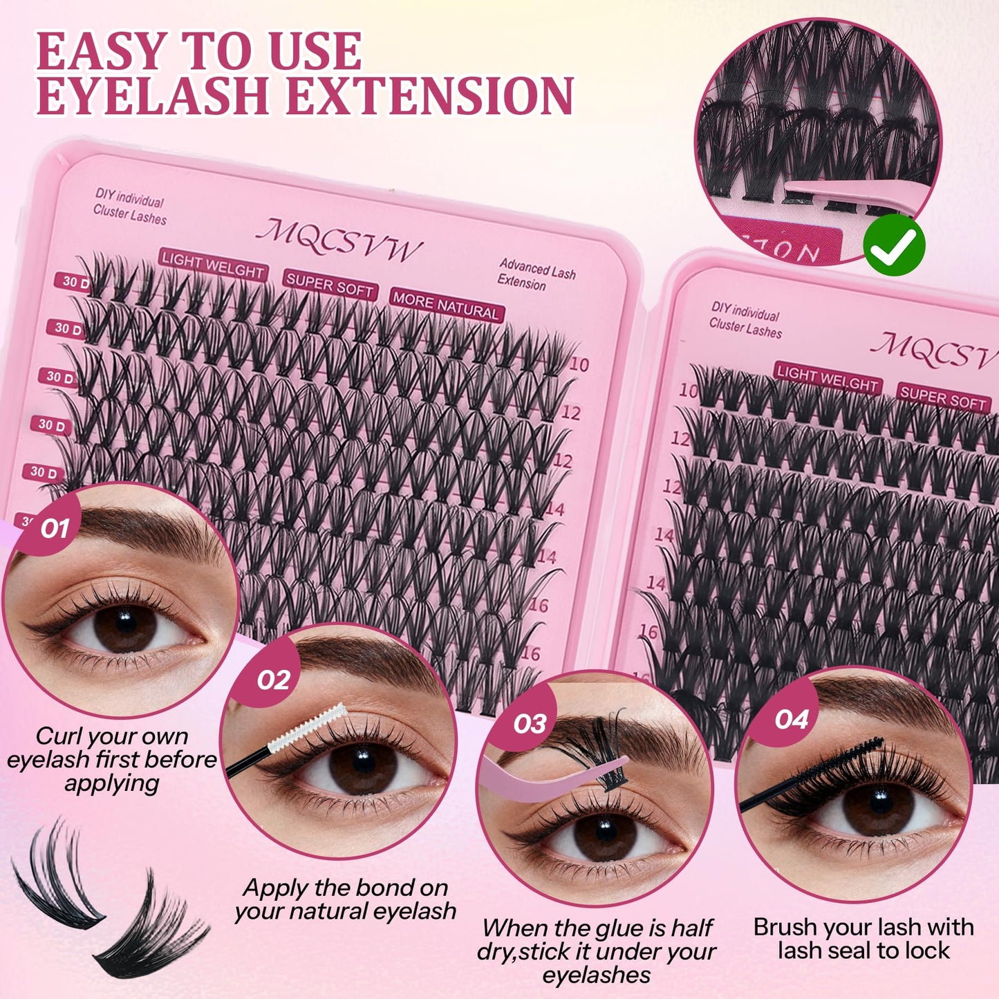 Lash Clusters Spikes 80D 100D Long 10-21mm Cluster Eyelash Extensions Kit, Wispy Thick Volume Lashes Clusters,300pcs Individual Lashes DIY Spiky Manga with Lash Strips, Bond Seal Tweezers