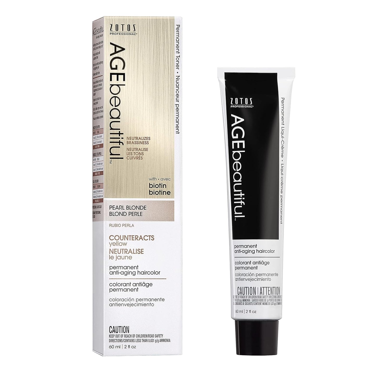 AGE Beautiful Permanent Hair Color Cream - 100% Gray Coverage Hair Dye with Biotin for Fuller, Thicker Hair | Professional Salon Quality