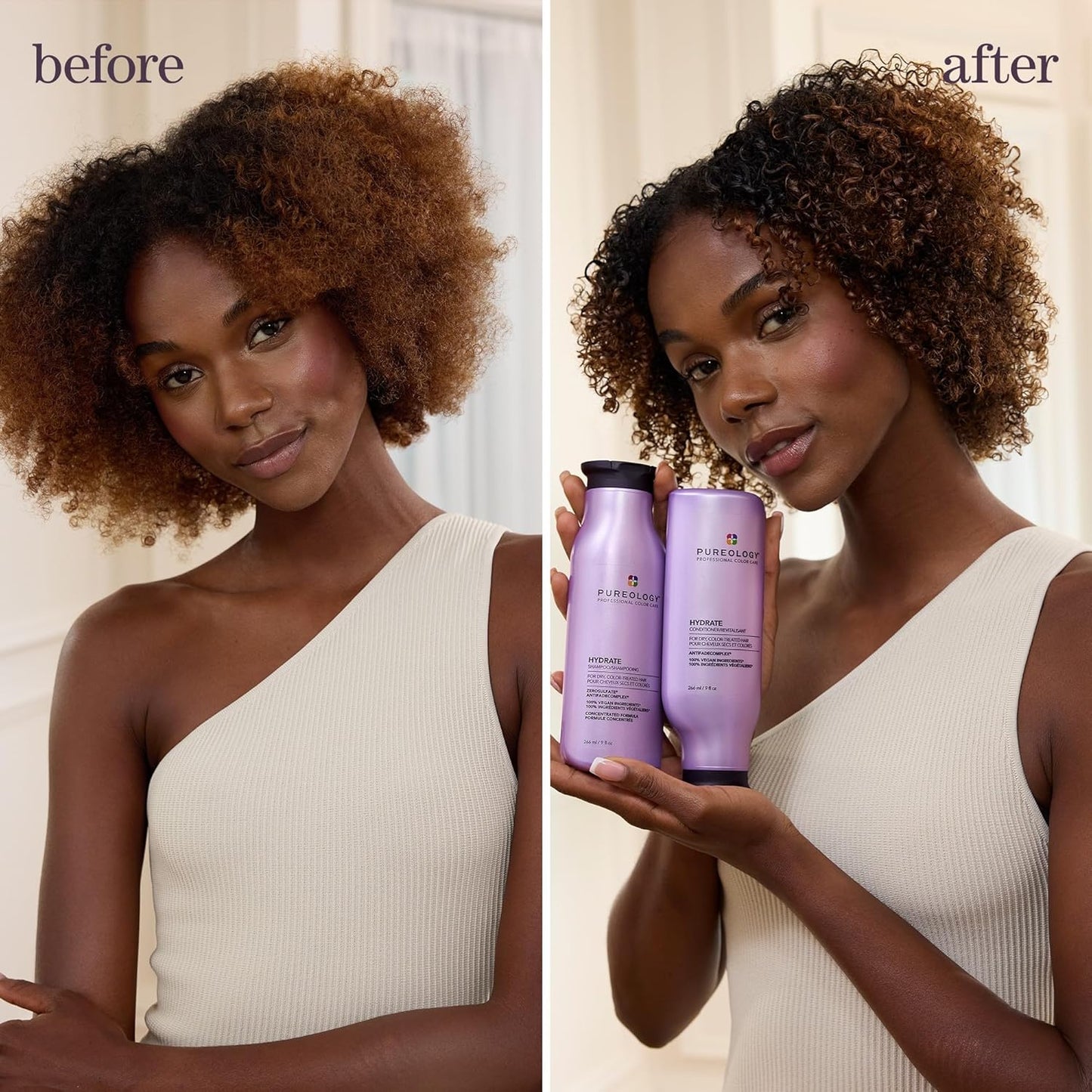 Pureology Hydrate Shampoo & Conditioner Set - Moisturizing for Medium to Thick Color-Treated Hair | Sulfate-Free, Deep Hydration