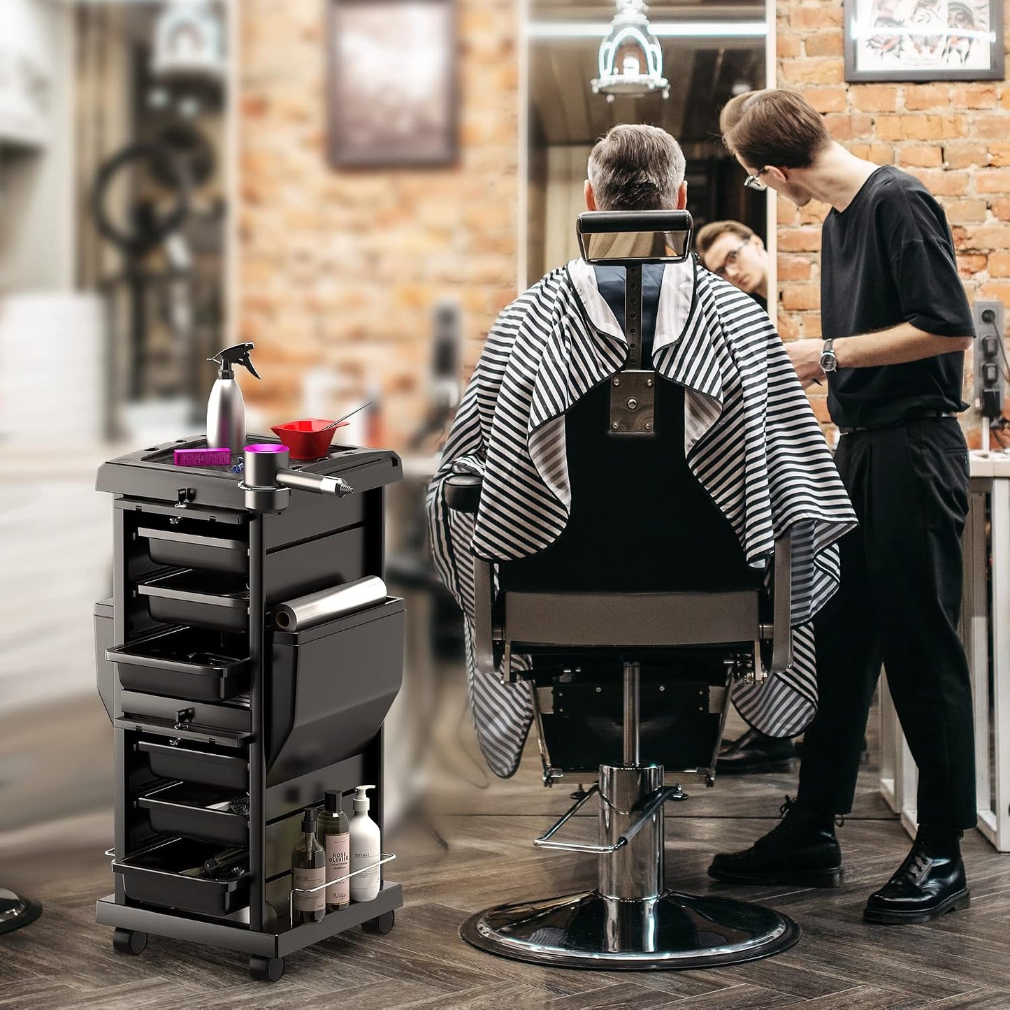 Professional Locking Hair Salon Trolley - Rolling Cart with 6 Drawers for Easy Storage
