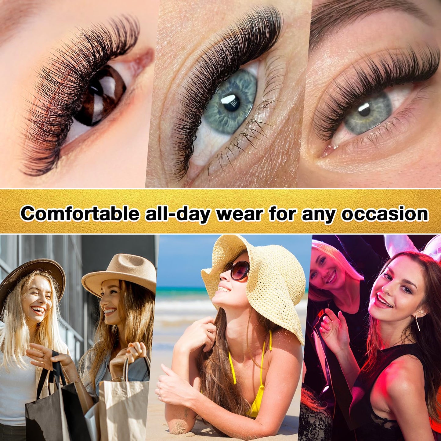 Cashmere Volume Lash Extensions - CC Curl 0.03mm Thickness | 8-16mm Mixed Length Trays, Super Matte Black Individual Eyelashes