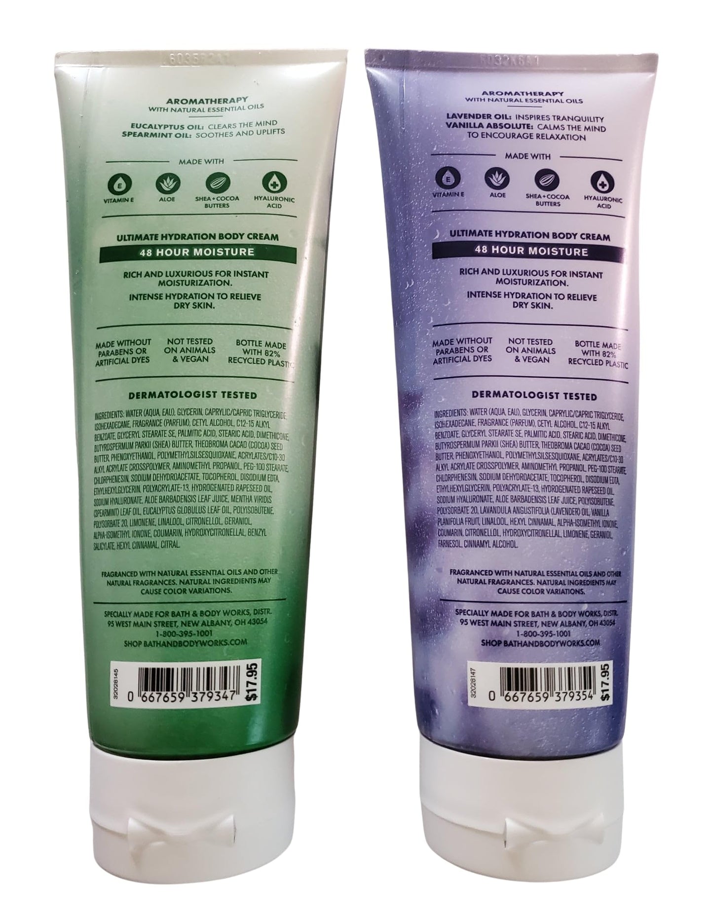 Bath & Body Works Aromatherapy Eucalyptus Spearmint and Lavender Vanilla Ultimate Hydration Body Cream 8 Ounces Pack of 2