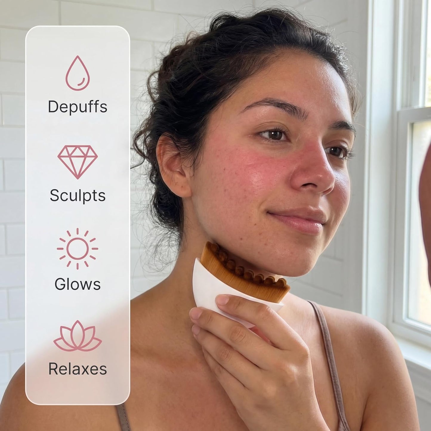 Lymphatic Face Brush for Drainage & Contouring - Ultra Soft Gua Sha Alternative Massager Tool | Pearl White, 1-Pack