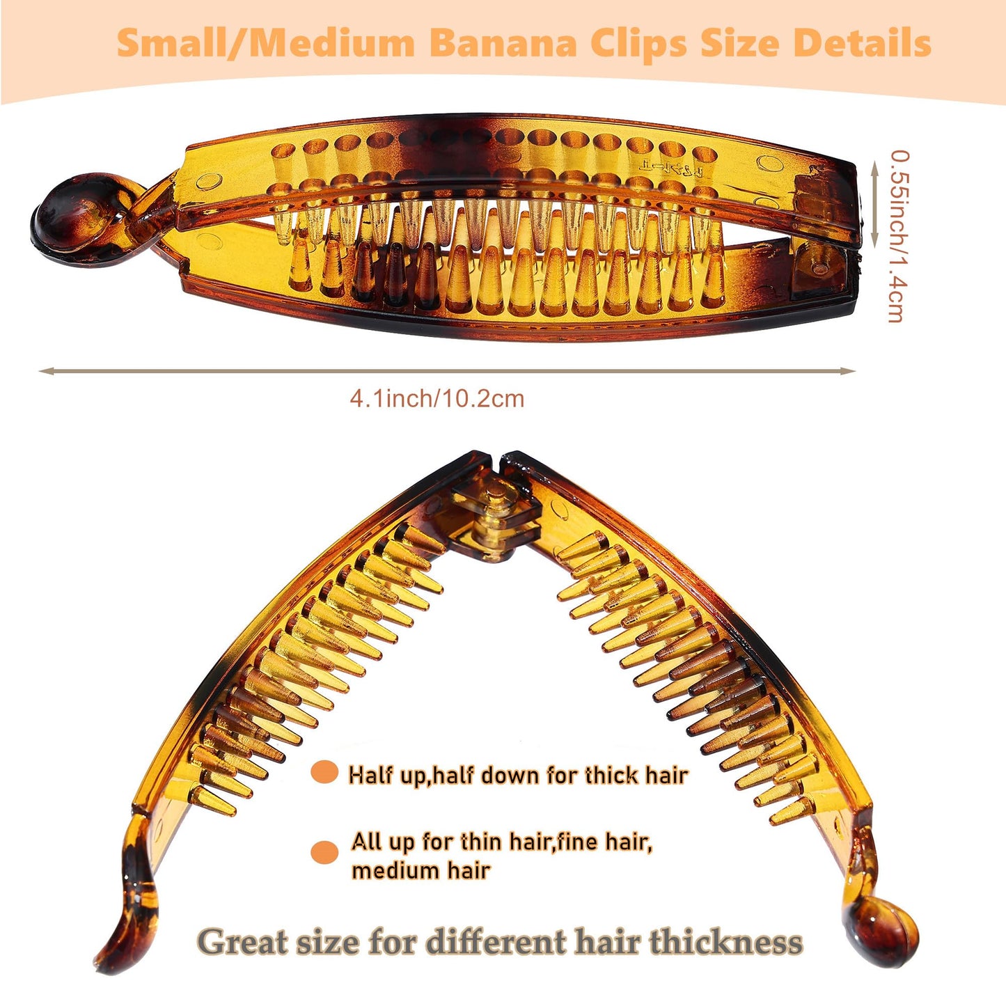 6 Pack Small Banana Hair Clips for Women Non Slip Ponytail Banana Clip for Thin Fine Hair