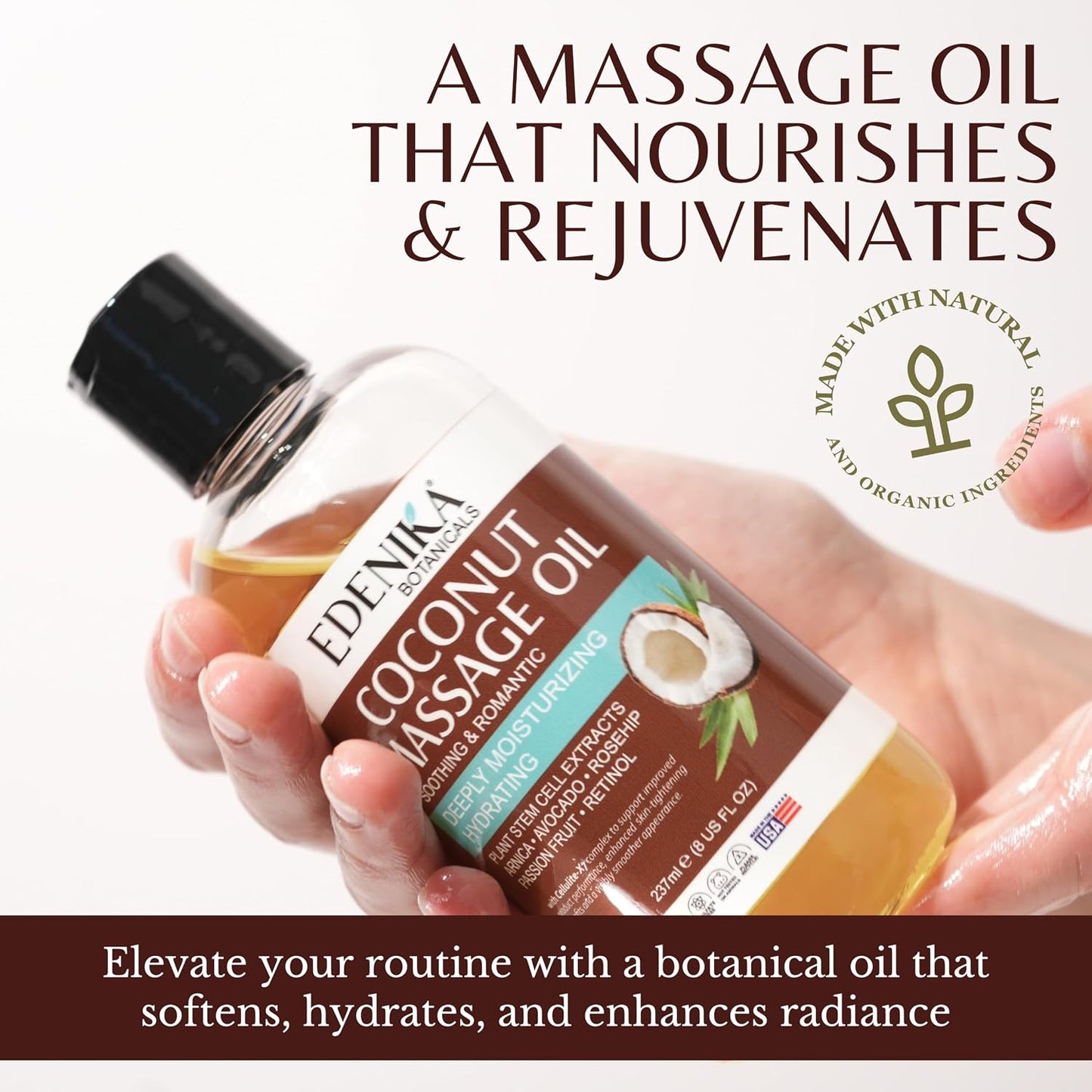Tropical Coconut Massage Oil - Soothing & Hydrating Blend with Passion Fruit | 2-Pack