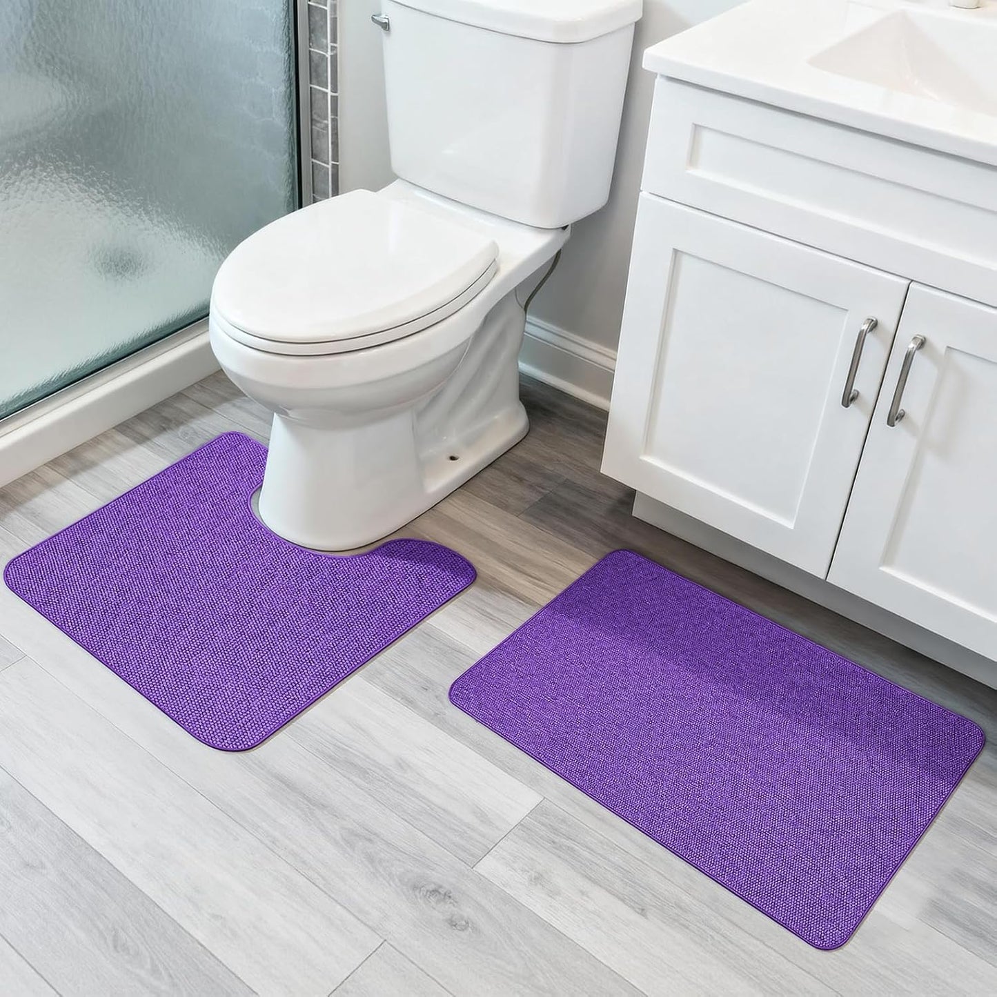 Ultra Thin Bath Mat - Non-Slip Rubber Bathroom Rug, Quick Dry & Absorbent | Grey, 1'5"x2'3" (17x27 Inch)