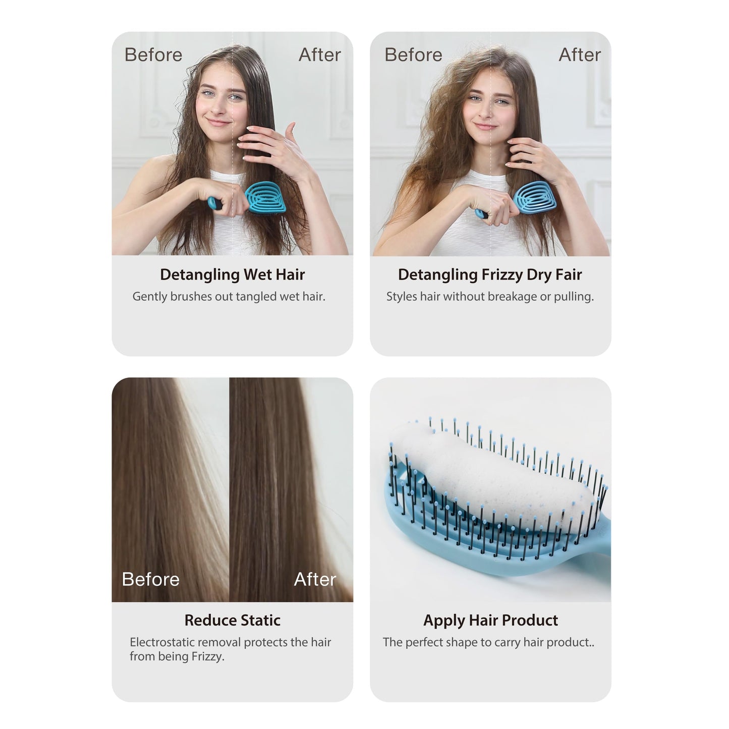 NuWay® DoubleC® Detangling Hair Brush – The Original Home Scalp-Care Brush – Patented Double Curved Scalp Care Hairbrush for Gentle Detangling, Volume Styling & Wet or Dry Hair (Grass Green)