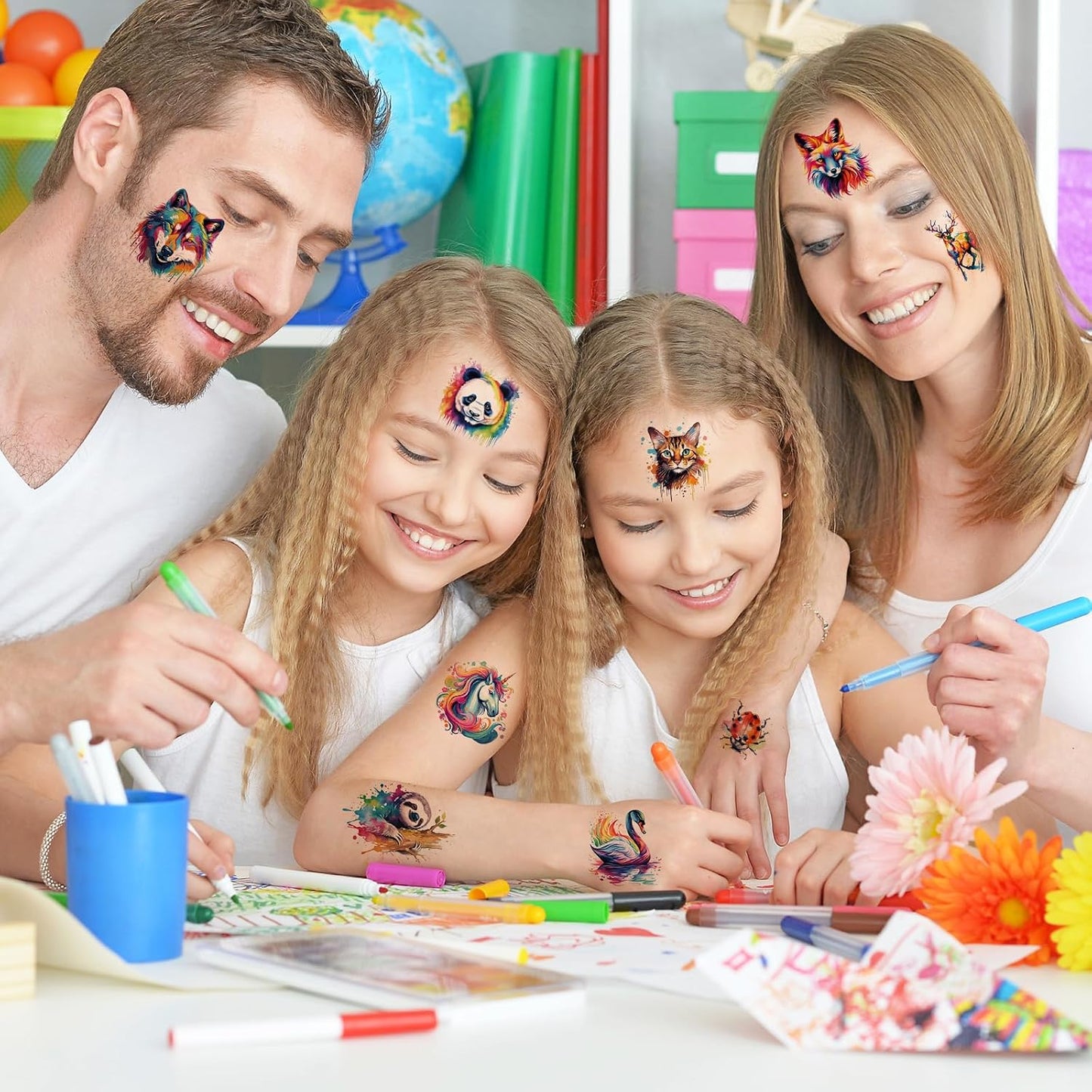 160 PCS Watercolor Animal Temporary Tattoos for Kids - Cute Stickers for Birthday Parties & Gifts | 30 Sheets