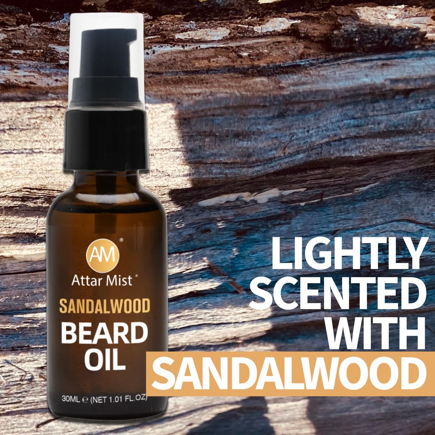AM Beard Oil for Men growth Beard Conditioner Beard Straightener Beard Softener for Men Prevents Tangles & Itch, Tames Frizz Naturally Derived Beard Care Argan & Vitamin E - 1.01 floz