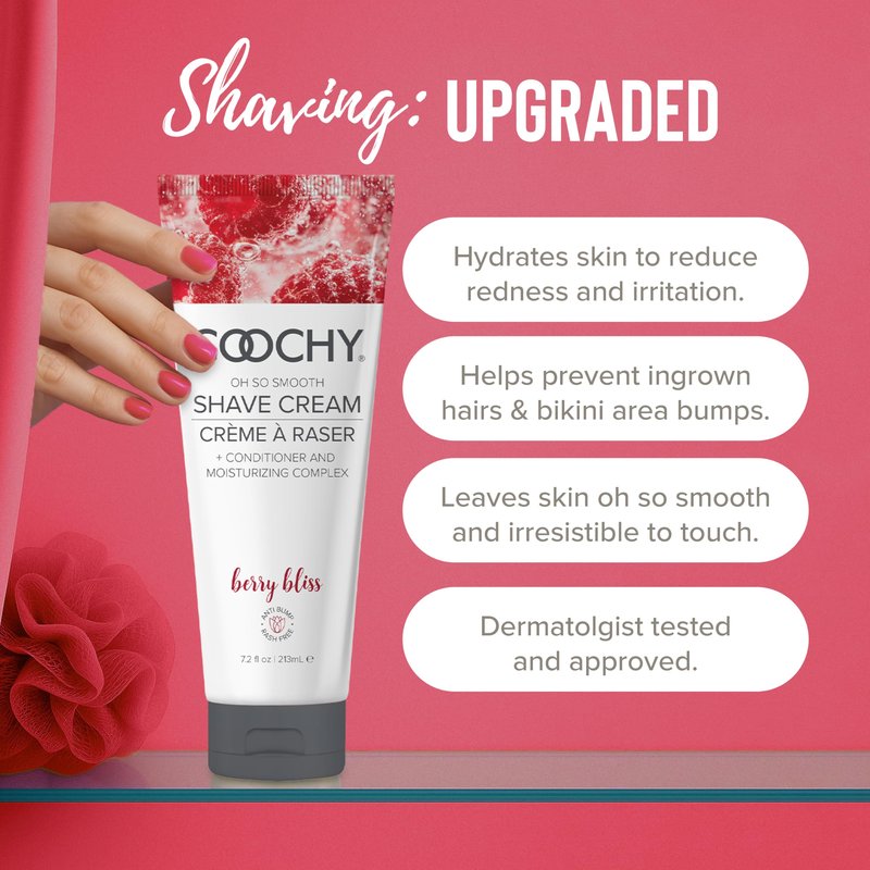 Coochy Shave Cream - Moisturizing Shave Lotion - Gentle Intimate Shaving Cream - For Bikini Area, Underarms, Legs & More - Rash-Free, Hydrating Formula - Berry Bliss - 7.2 oz
