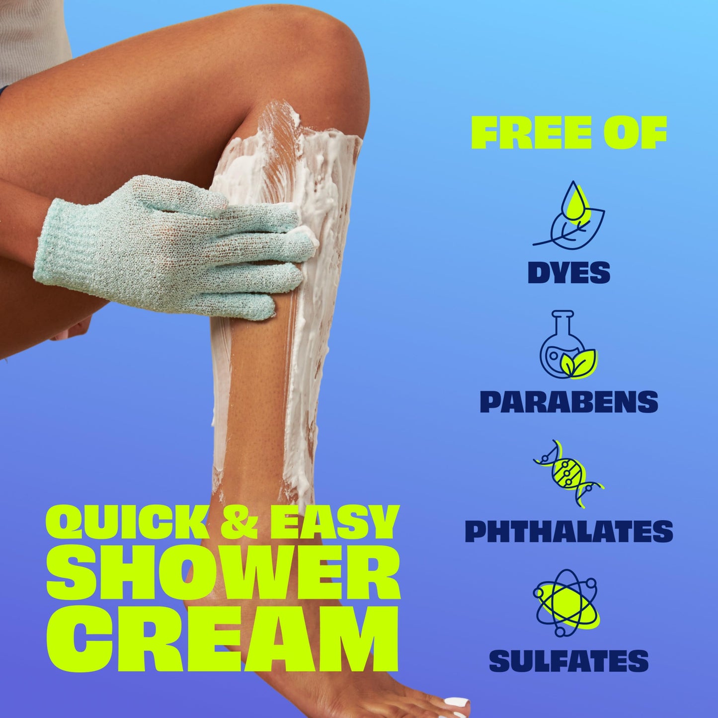 Nair Sensitive Formula Shower Cream, Quick and Easy Hair Removal Cream with Coconut Oil and Vitamin E for Body, 12 oz  
