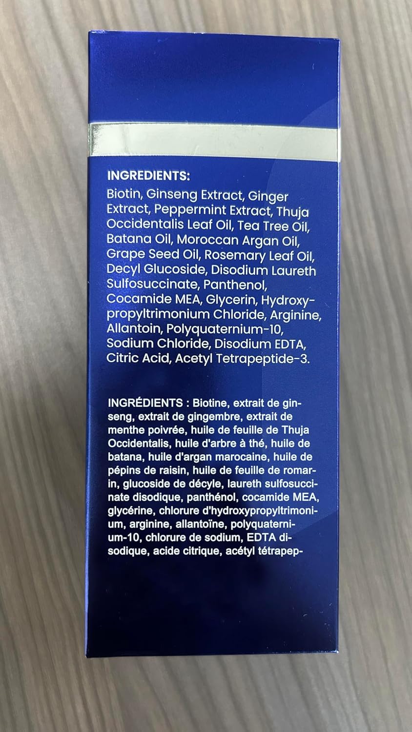 Biotin Hair Growth Shampoo for Men - Natural Thickening with Tea Tree Oil & Ginseng | 10.1 fl. oz, Dark Blue