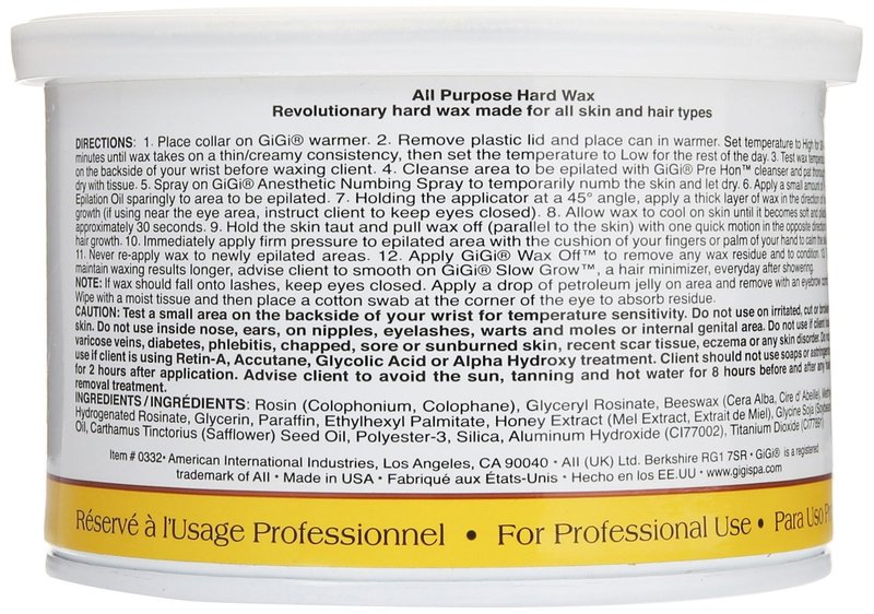 Gigi All Purpose Hard Wax for Hair Removal - DIY At-Home Waxing Kit for Face & Body, 14 Oz