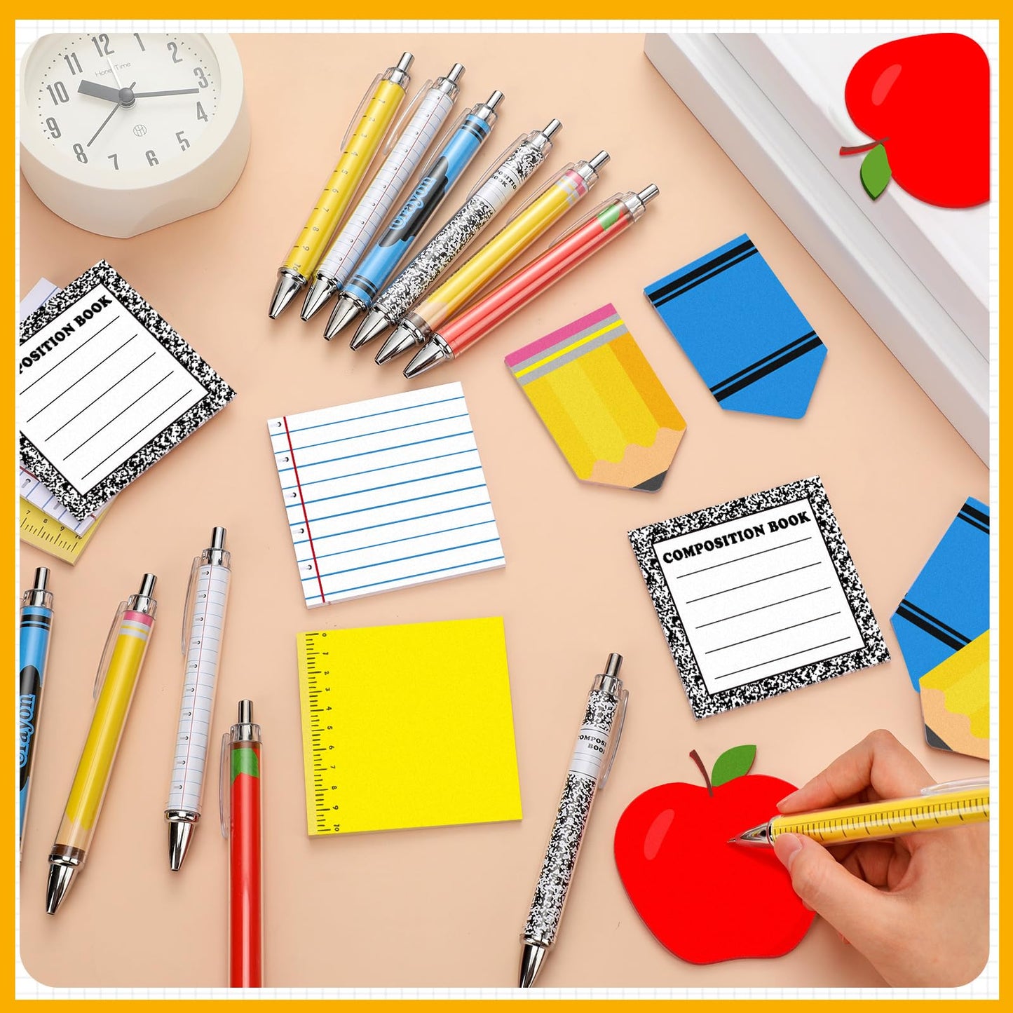 Honeydak 12 Set Back to School Teacher Gift Bulk Teachers Appreciation Gifts in Bulk Teacher Tumbler Cute Composition Notebook Sticky Note Ballpoint Pen for Mentor Lecturer Educator (12 oz,Modern)