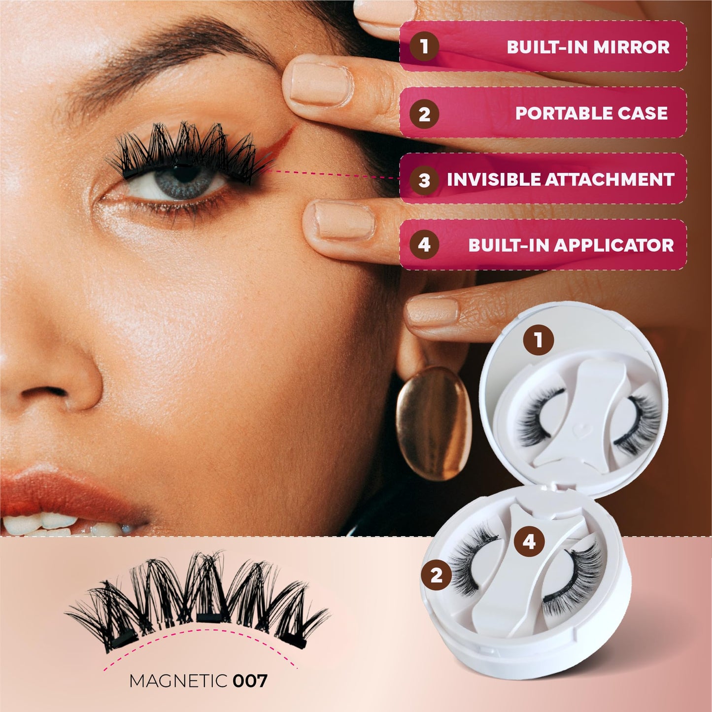 Magnetic Eyelashes with Applicator, Reusable Magnetic Eyelashes Natural Look, No Glue Needed False Soft Thick Lashes Kit Without Eyeliner, Portable Lashes for Eye Makeup (Mega)
