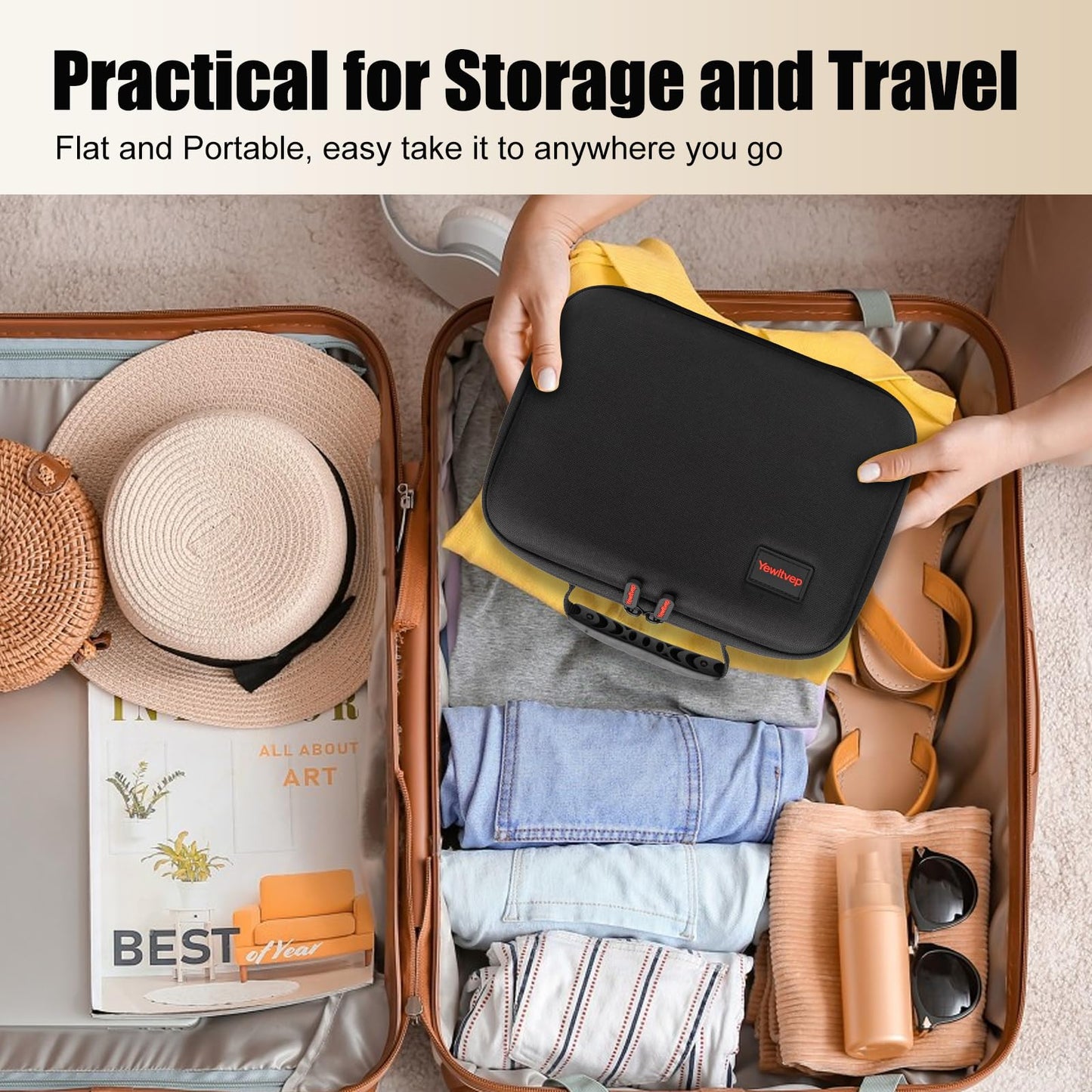 Travel Sunglasses Organizer Case Glasses Case Multiple Pairs Sunglass Eyeglasses Storage Portable Glasses Storage Box with Adjustable Slot Hard EVA Shell Sunglass Holder Organizer for Men Women