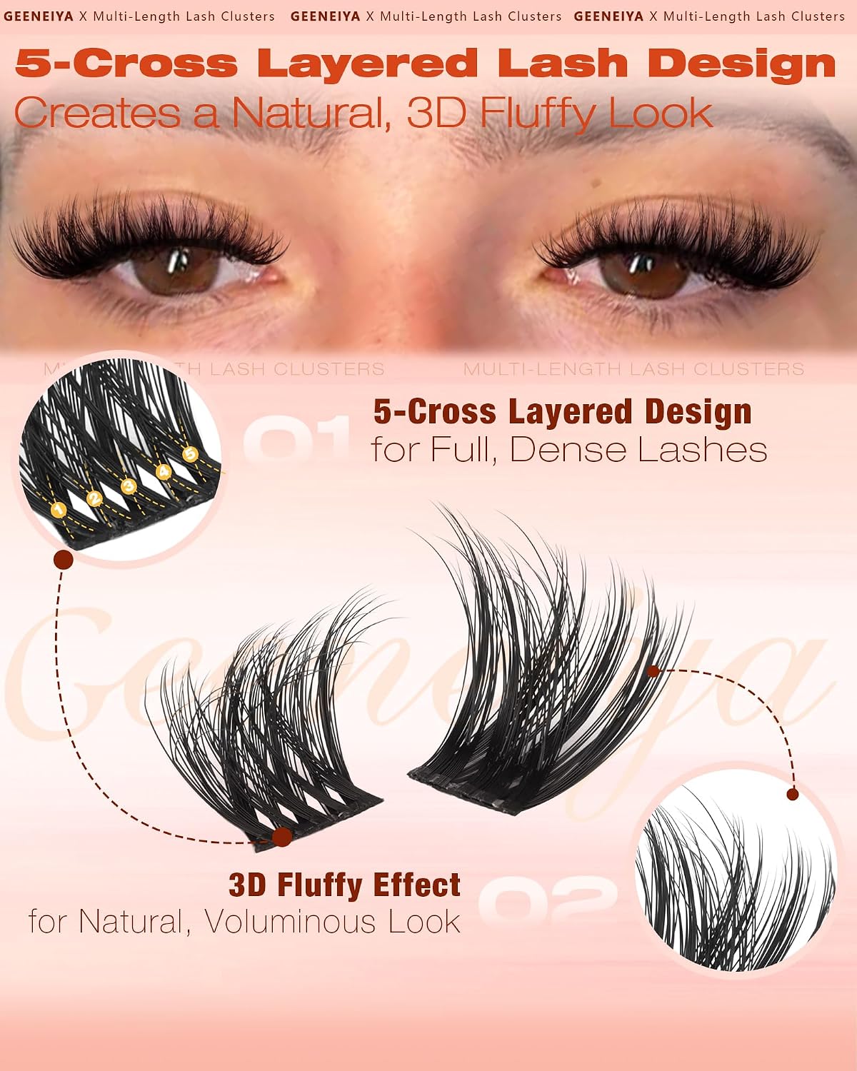 Fluffy Lash Clusters - 3D C Curl Eyelash Extensions for Salon-Quality Lashes | 8-16mm Natural Length