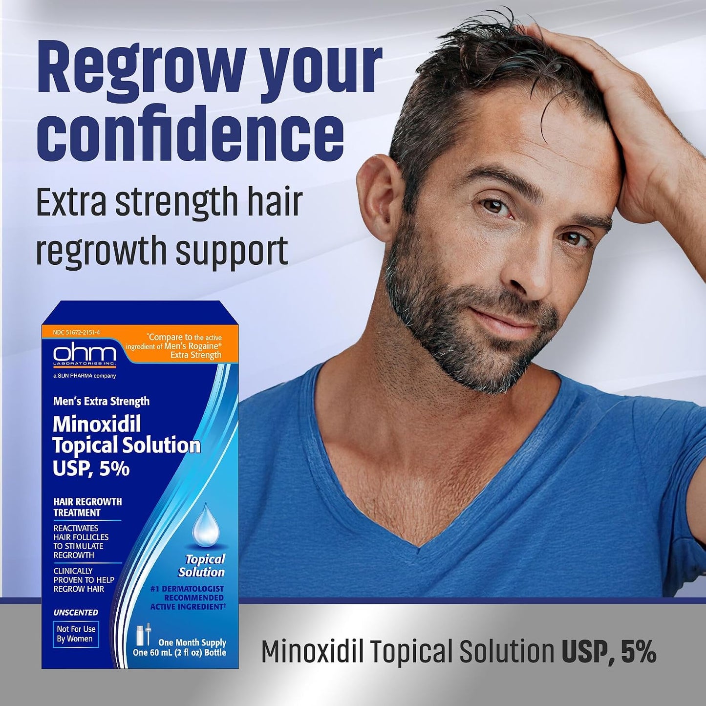 Minoxidil 5% Hair Regrowth Solution - Clinically Proven Tincture for Men | 2oz Bottle
