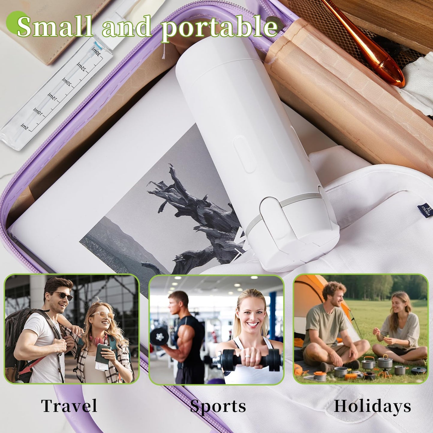 4 in 1 Travel Dispenser Bottle Refillable Leak-Leak Proof and Portable for Shampoo, Conditioner, Shower Gel & Toiletries Perfect for Vacation, Camping & Gym. (White)