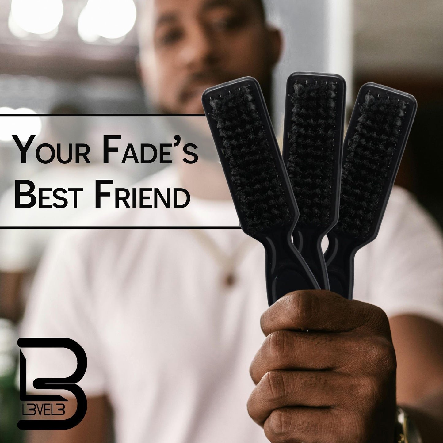 Level 3 Fade Brush Set - Barber Brush Kit for Fades and Lineups - Essential Barber Tool - 3 Pc