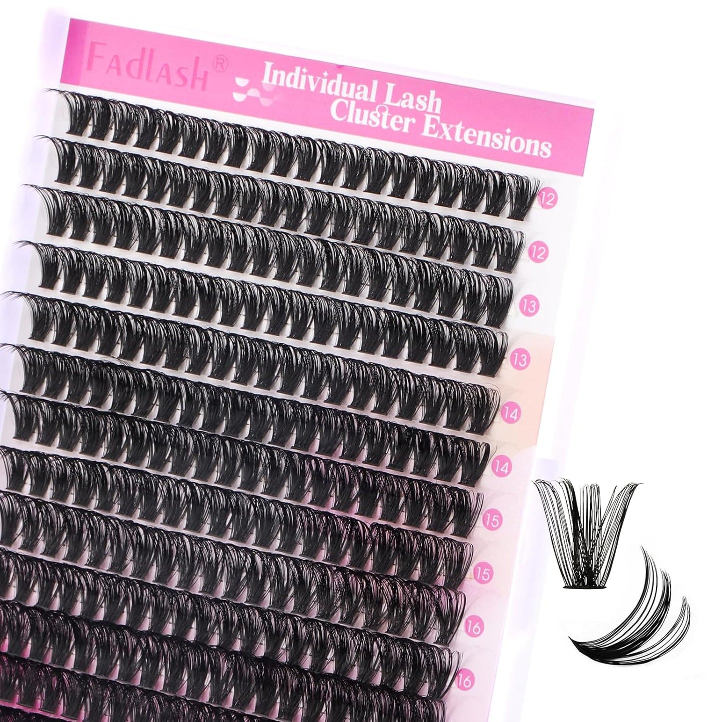 Cluster Lashes - D Curl Wispy Individual Eyelash Extensions for Natural Look | Reusable Fluffy DIY Kit (12-18mm Mix)