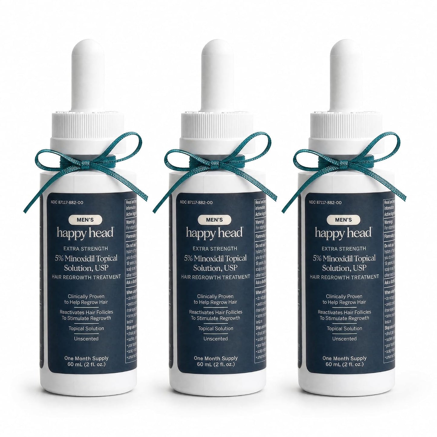 Minoxidil Hair Growth Serum for Men - 5% Solution, Unscented Daily Use | 3 Bottles, 60 mL Each