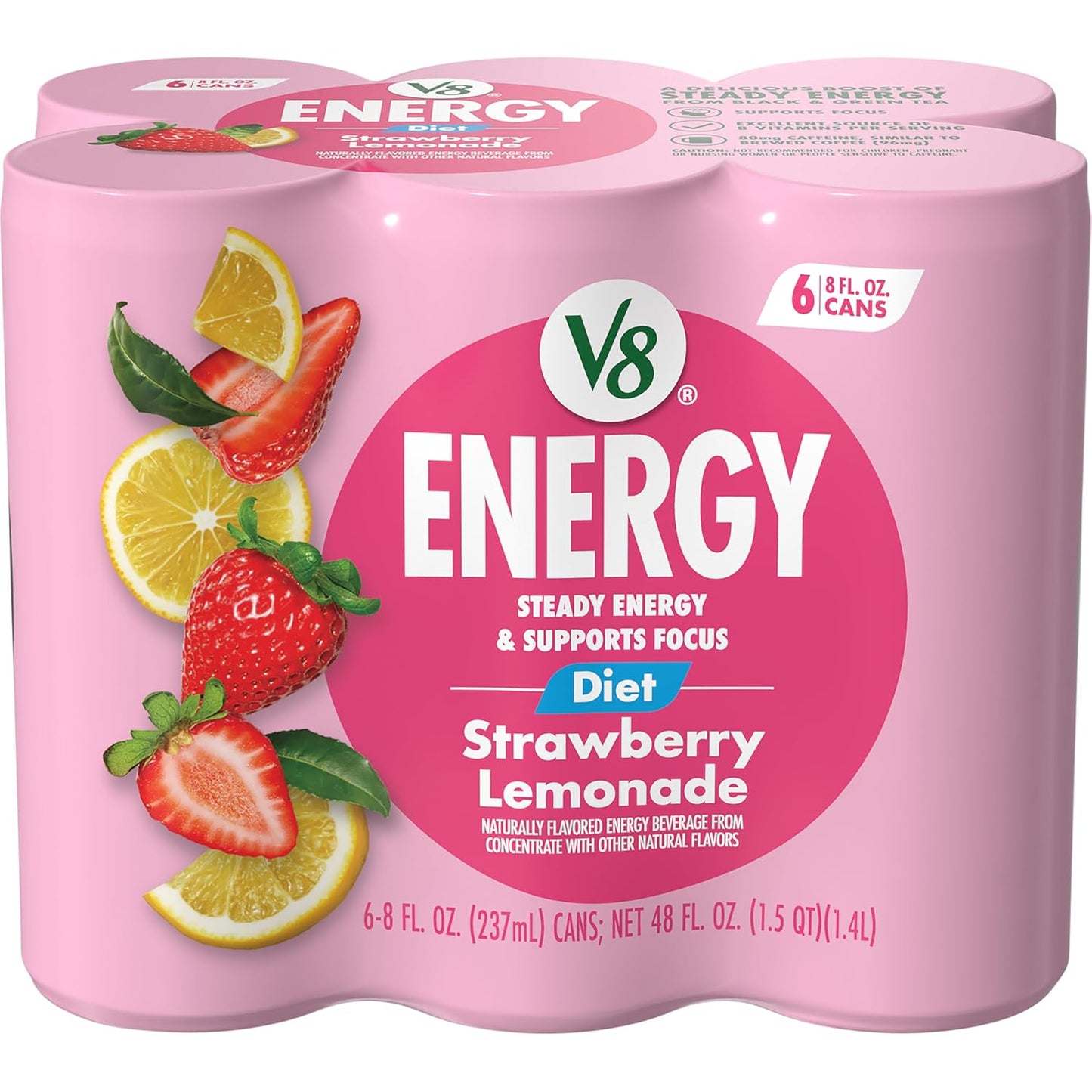 V8 Energy Peach Mango Energy Drink - 8 Fl Oz Can | 24 Pack of Refreshing Energy Boost