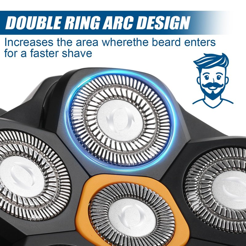 2 Pack Universal Magnetic 6 Blade head shaver Replacement heads Compatible with Wyklaus Redbreak Detona DOAO head shaver