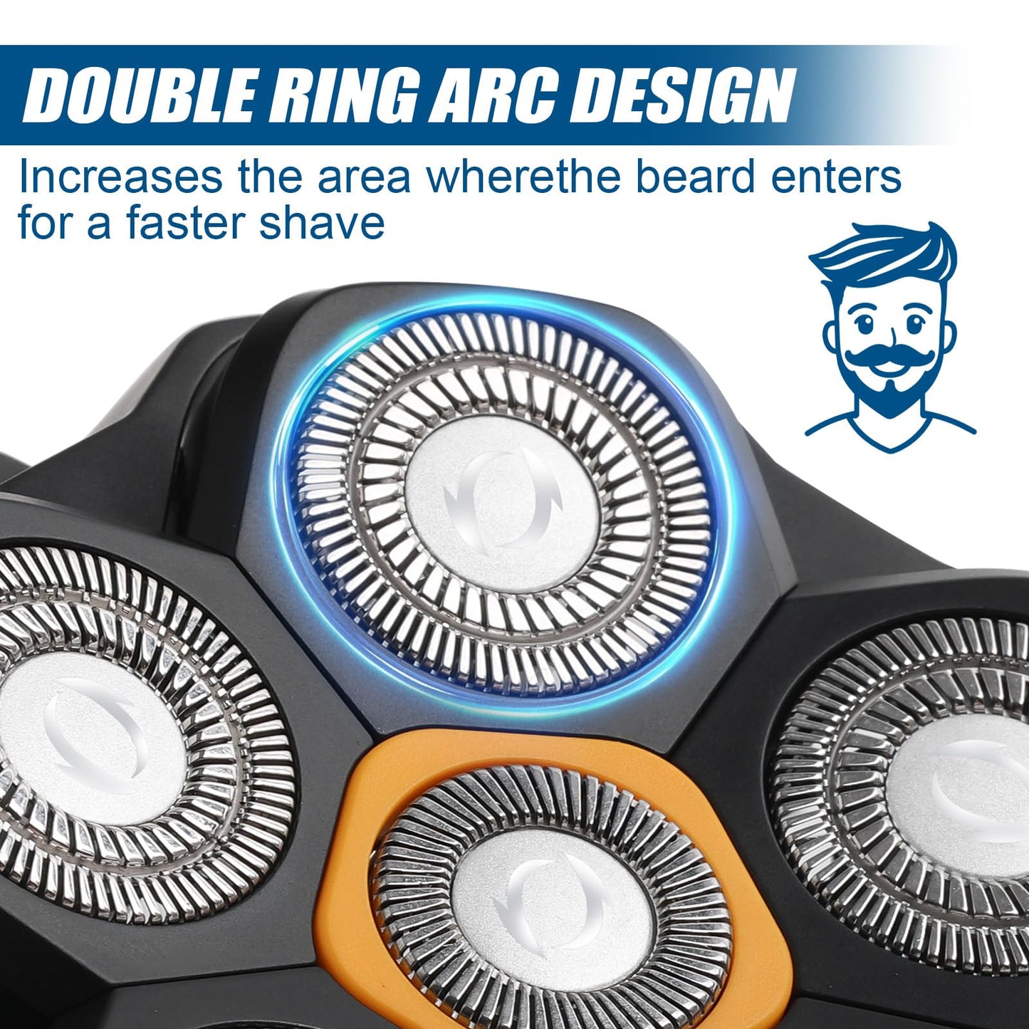 1 pcs Magnetic 6 Blade head shaver Replacement heads Compatible with Wyklaus Redbreak Detona DOAO head shaver