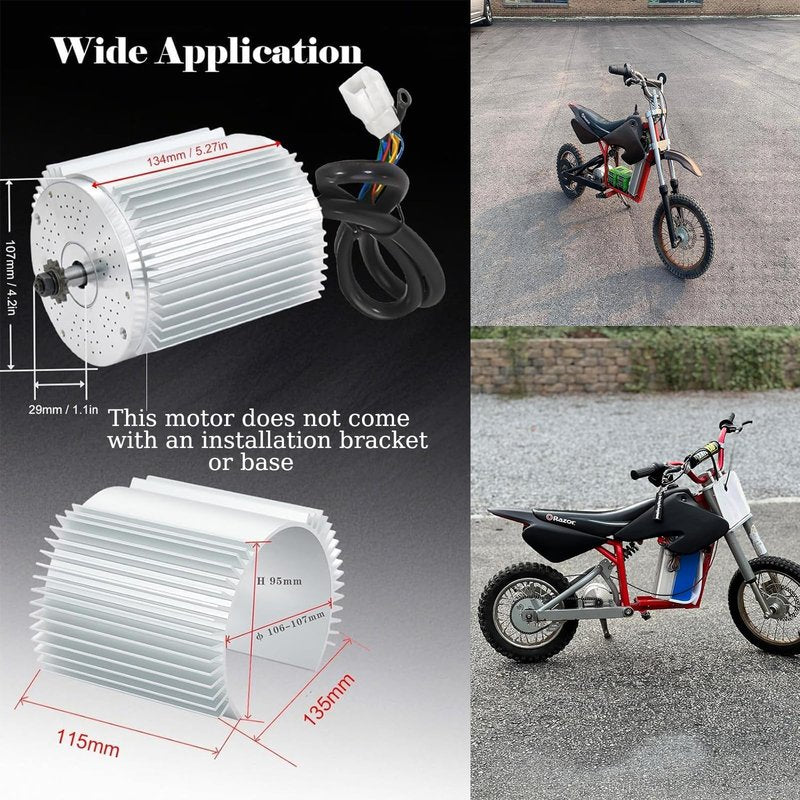 Brushless DC Motor 3000W 72V Electric Motor High Power Brushless Controller 50A Scooter Motor Go Kart Electric Motor Kit (No Brackets and Bases Installed)