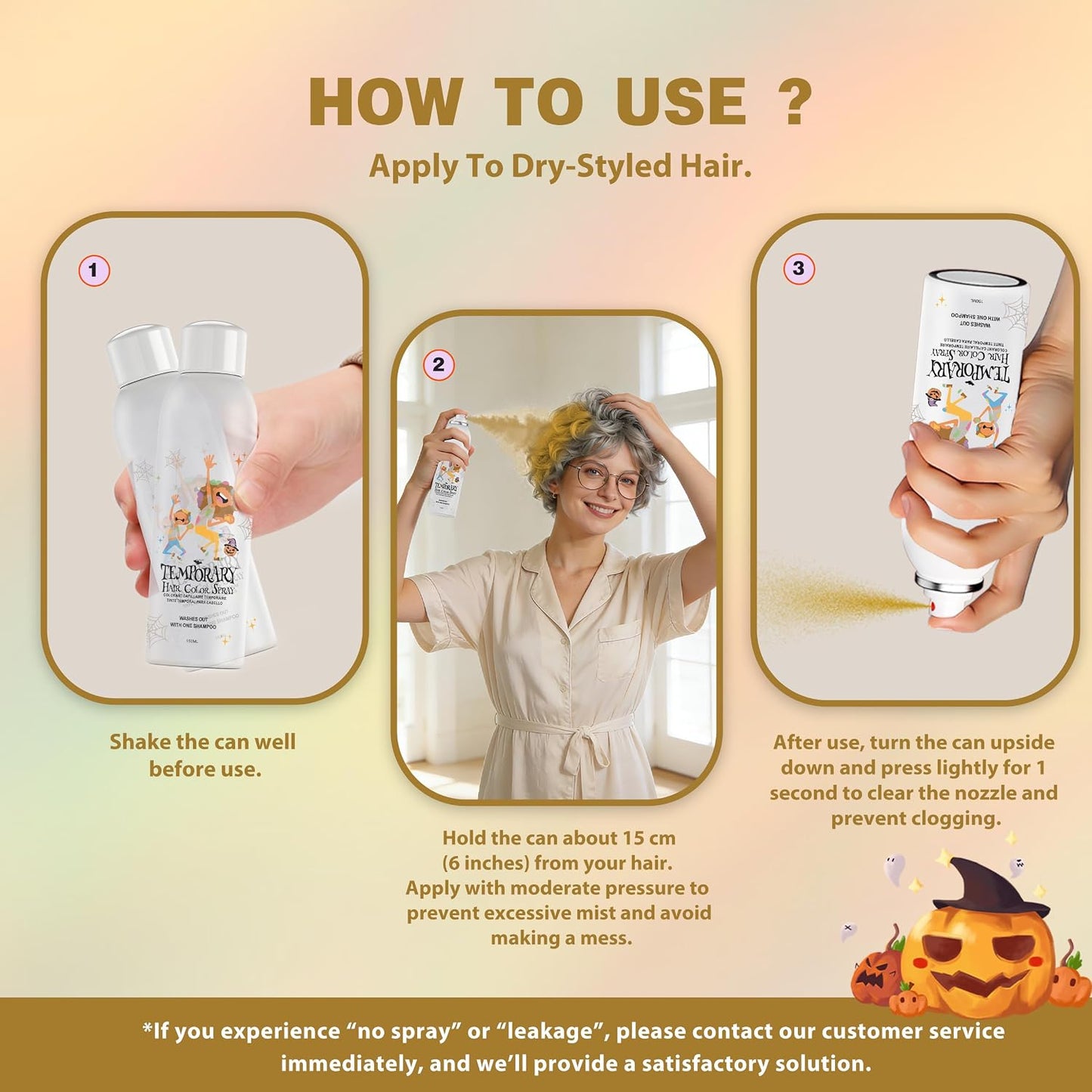 Gold Temporary Hair Color Spray - Instant Silver Hair Dye for Parties | 150ml Washable & Disposable