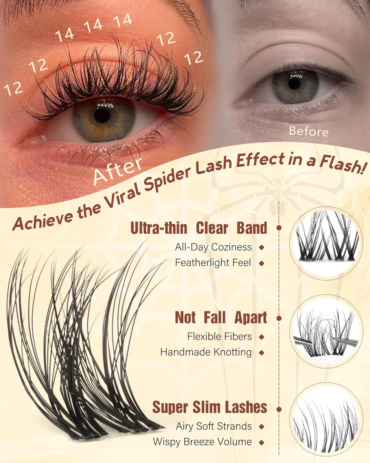Eyelash Clusters Kit - Natural Wispy D Curl Extensions | 8-16mm Fluffy Individual Lashes for Daily Wear & Parties