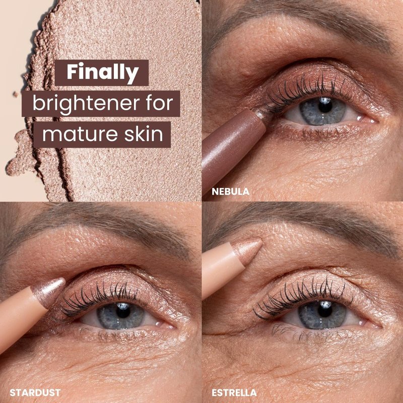 PrimeEyes Eye Brightener for Mature Women - Creamy Eye Shadow Sticks | Hypoallergenic, Long Wear, Water-Resistant (Stardust)